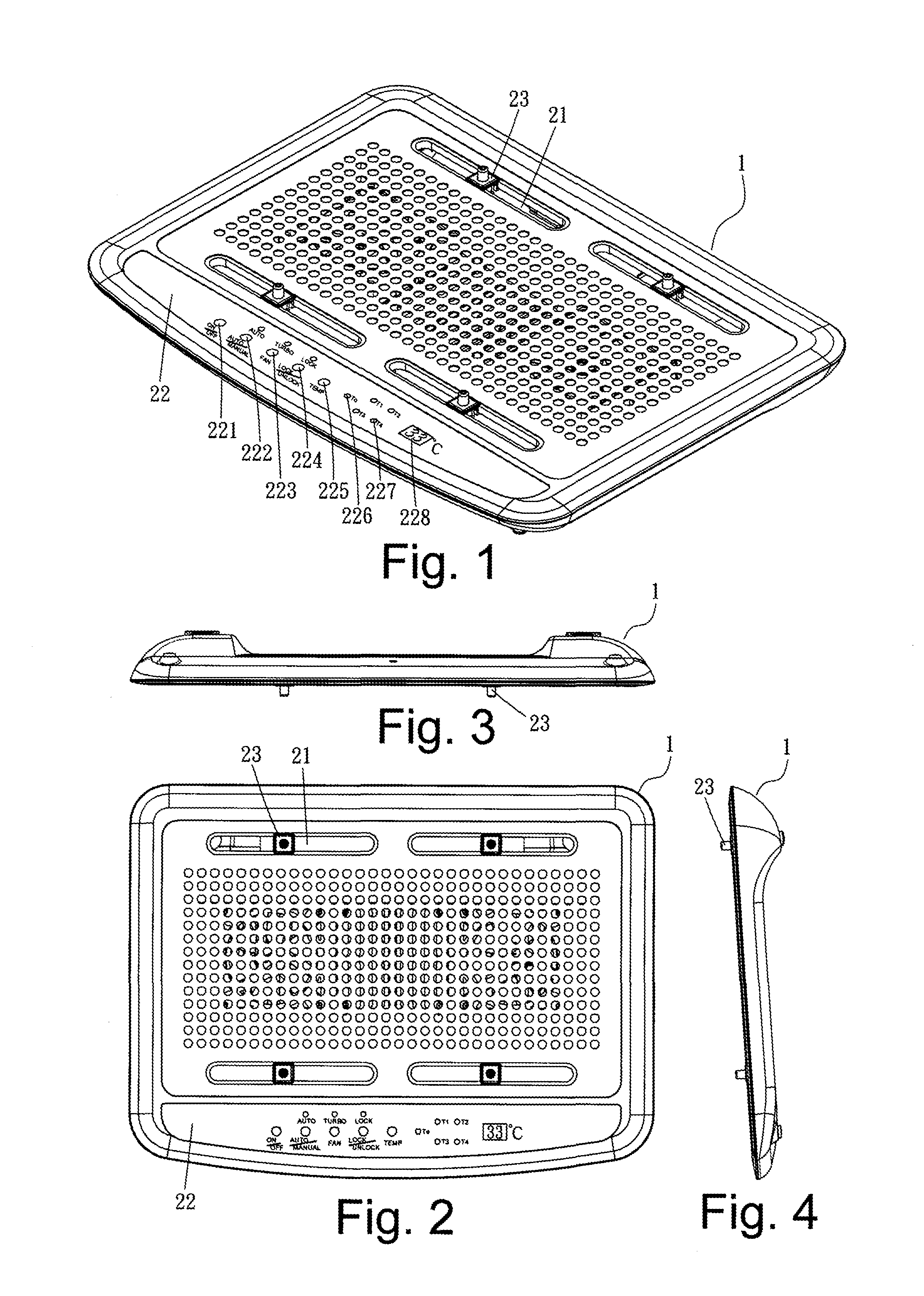 Notebook computer cooling pad capable of temperature detection and fan-speed adjustment