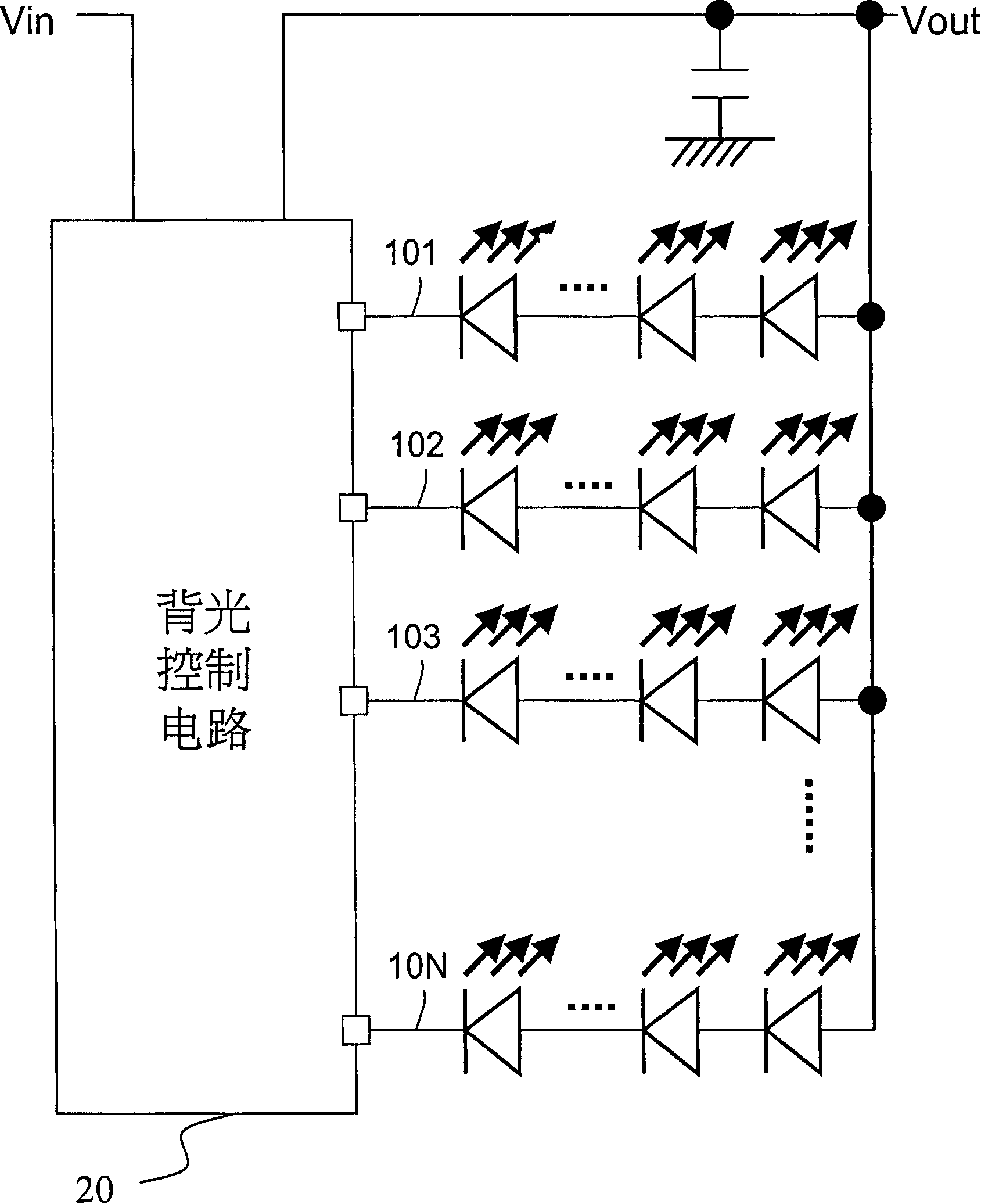 Backlight control circuit capable of automatically adjusting voltage and control method for luminous element