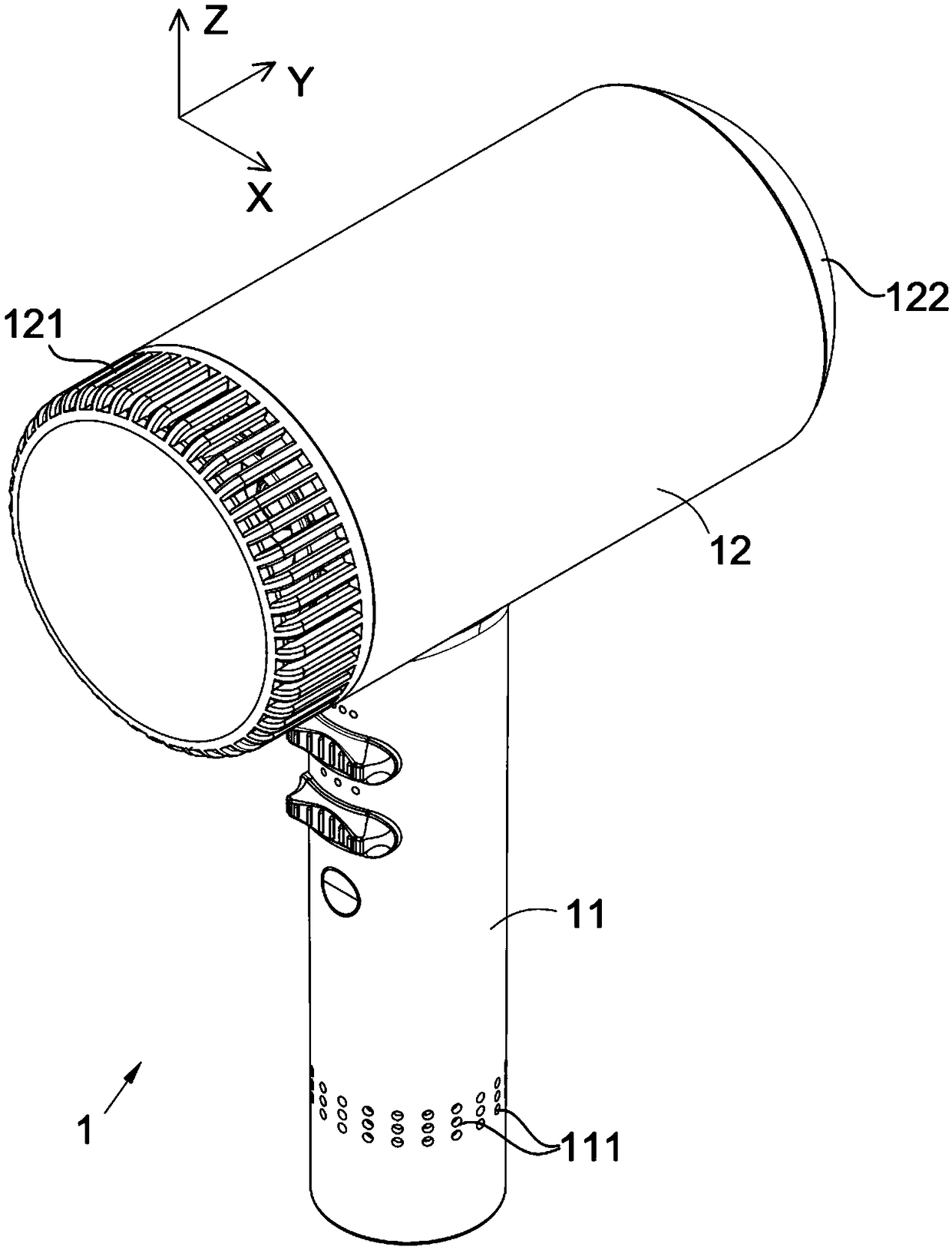 Handle air inlet hairdryer