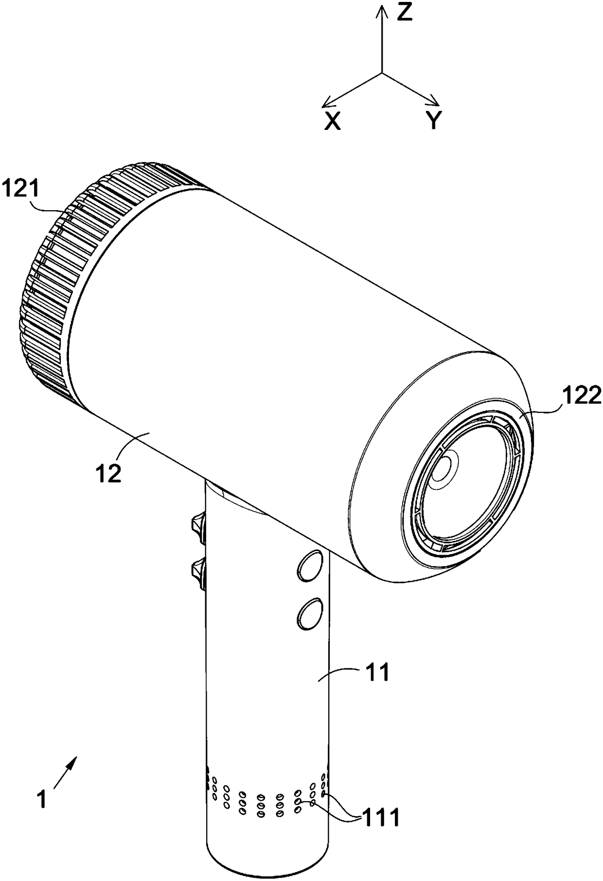 Handle air inlet hairdryer