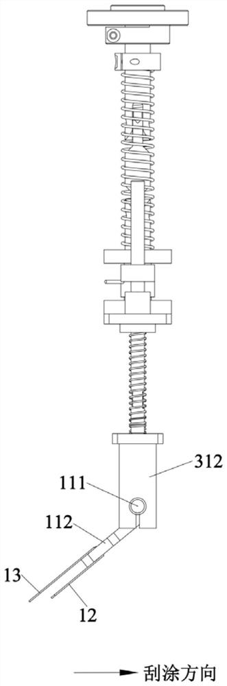 Floor paint blade coating device and floor paint coating robot