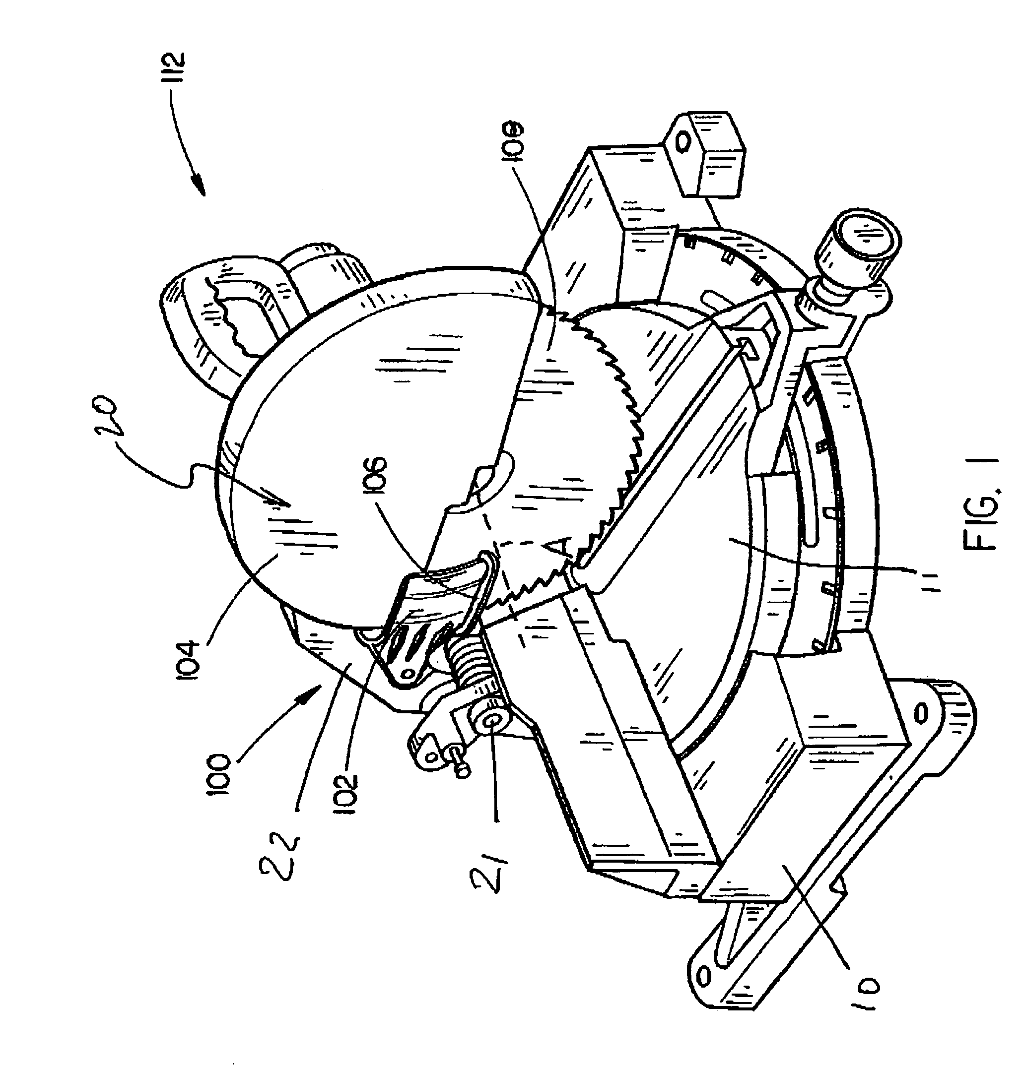 Pivoting rear blade guard