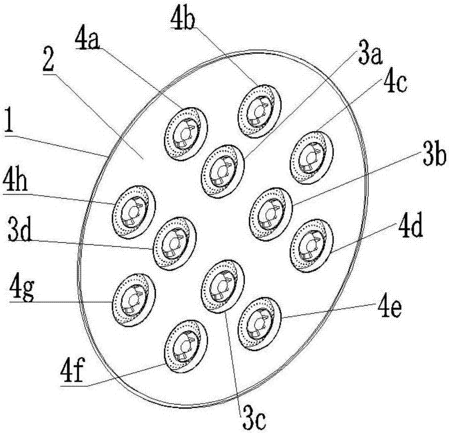 Multipoint direct injection head structure for low-pollution combustion chamber of gas turbine