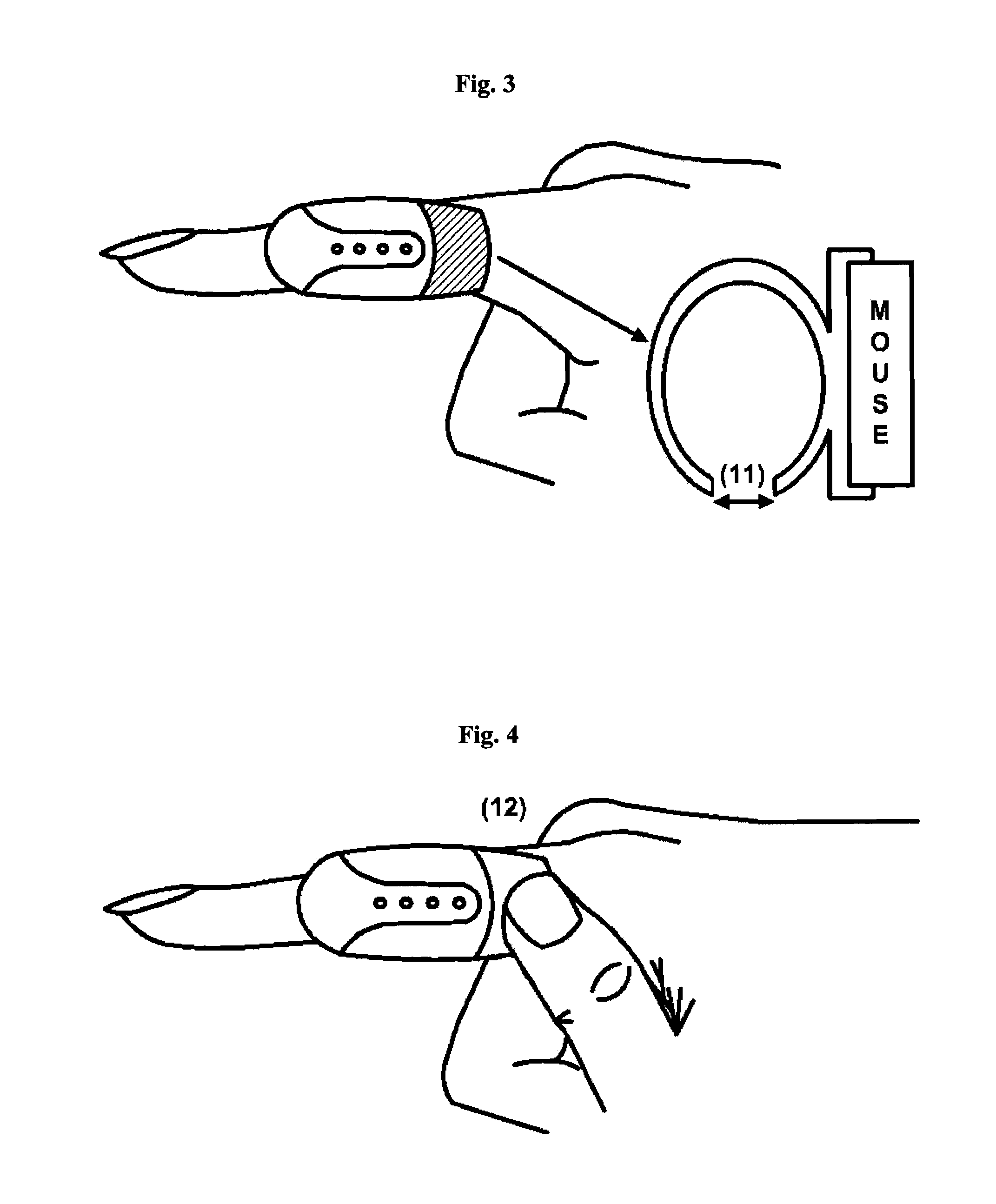 Mouse controlled by movements of fingers in the air