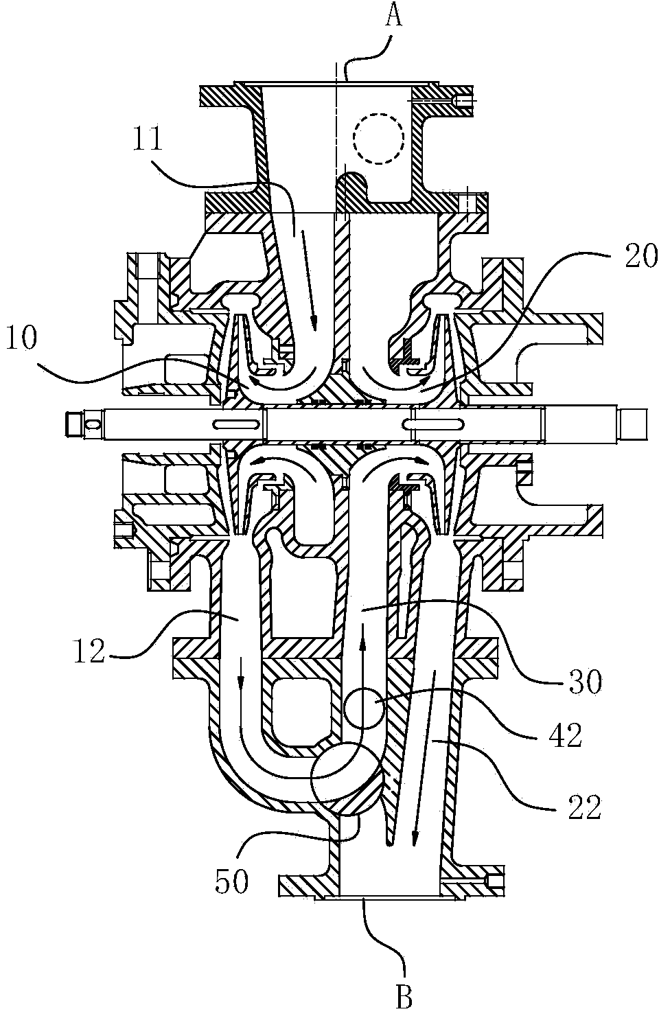 Series-parallel connection centrifugal pump