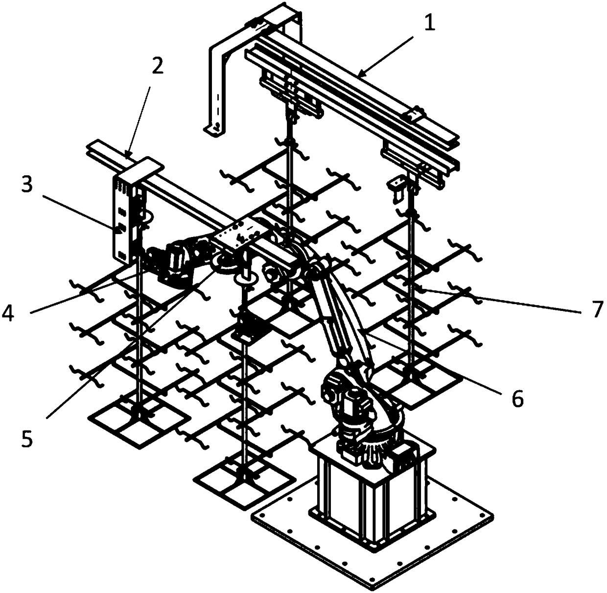 Automobile seat electrophoresis line suspension hanging device and method