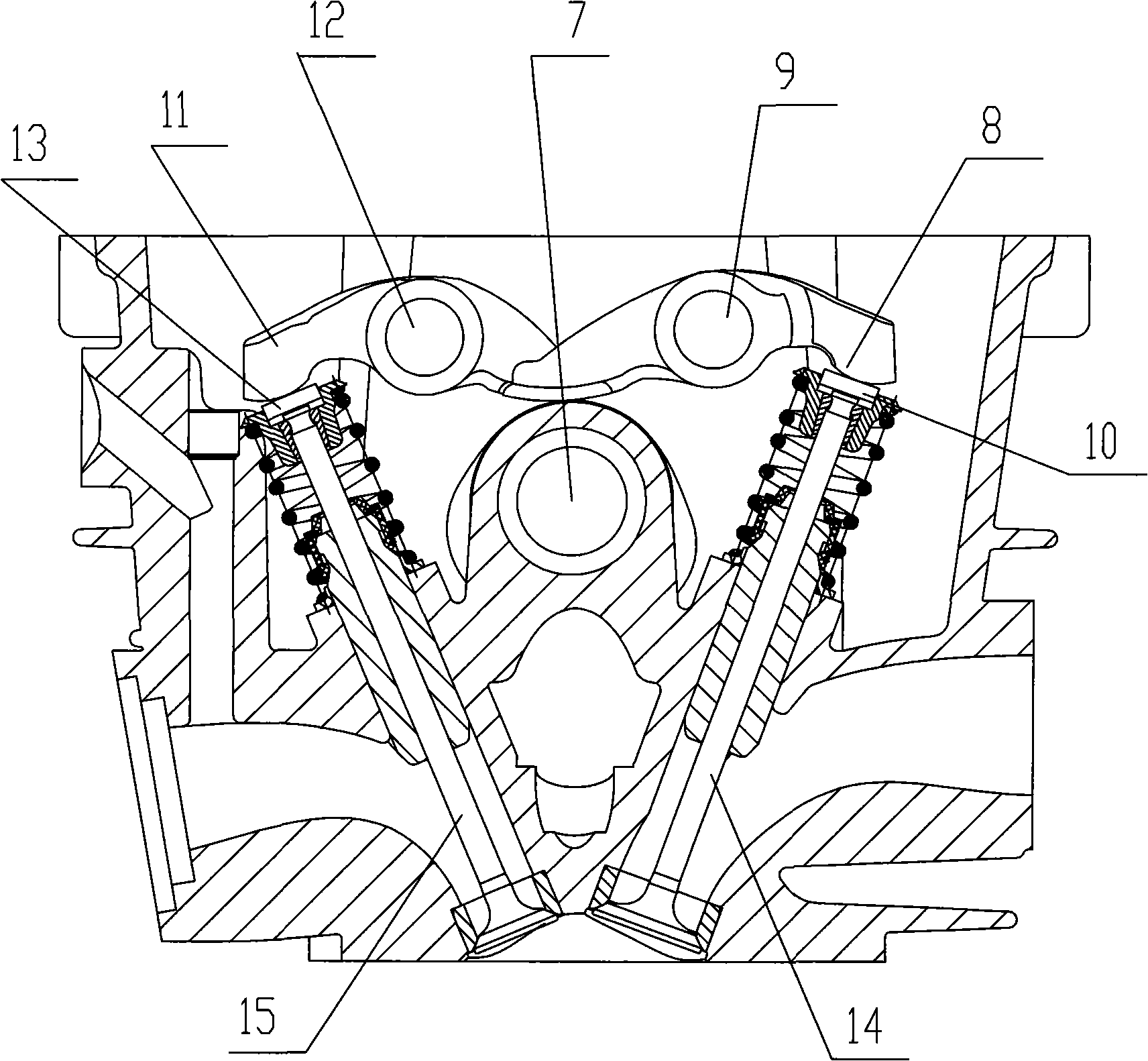 Four-air valve motorcycle engine valve clearance adjustment structure