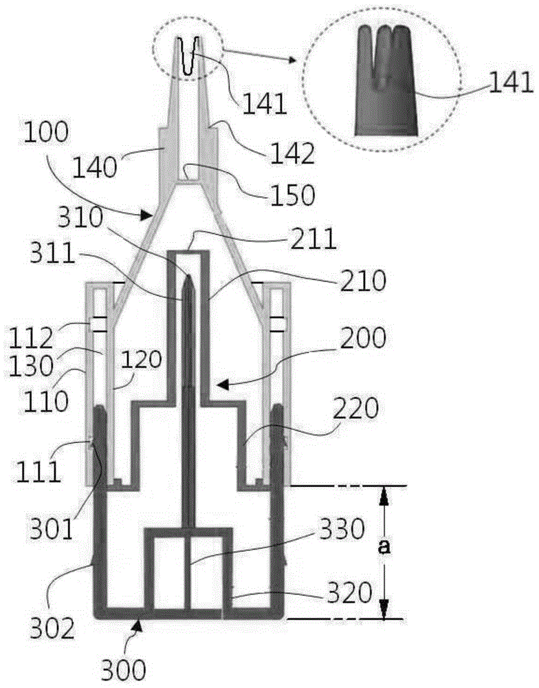 Airtight pressure type injector for trunks