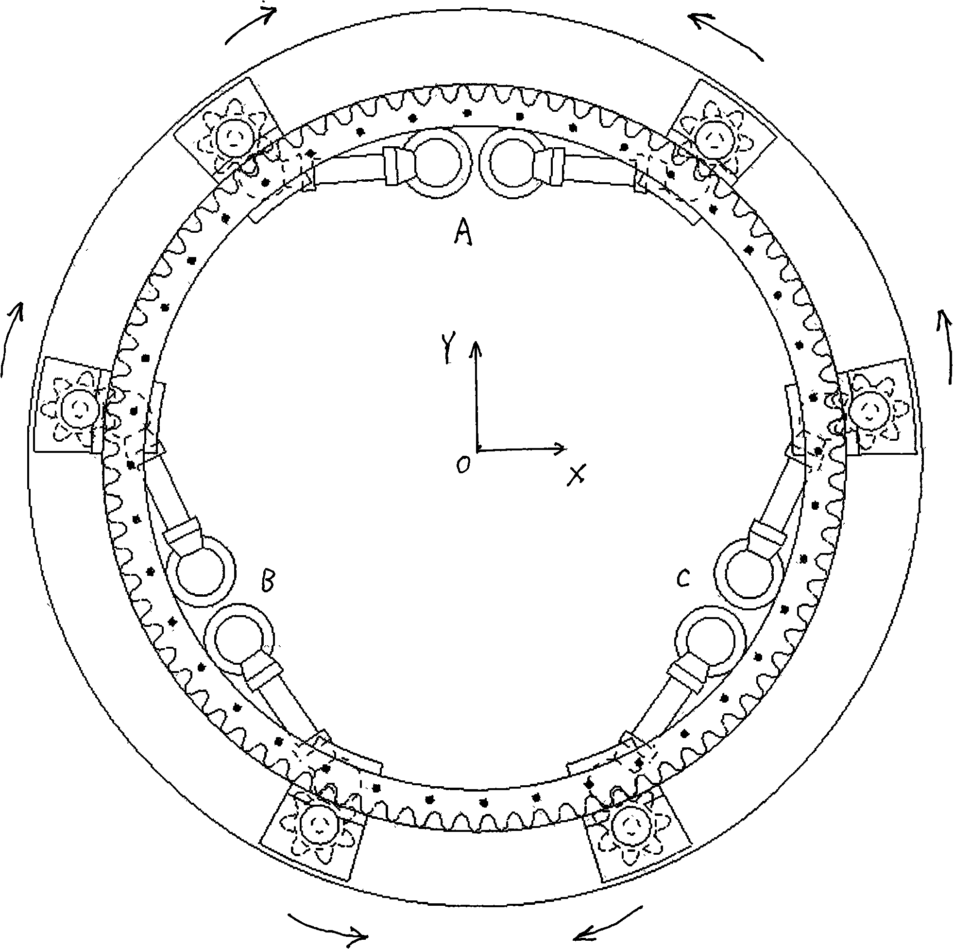 Movement implementing mechanism for LAMOST type astronomical focus panel