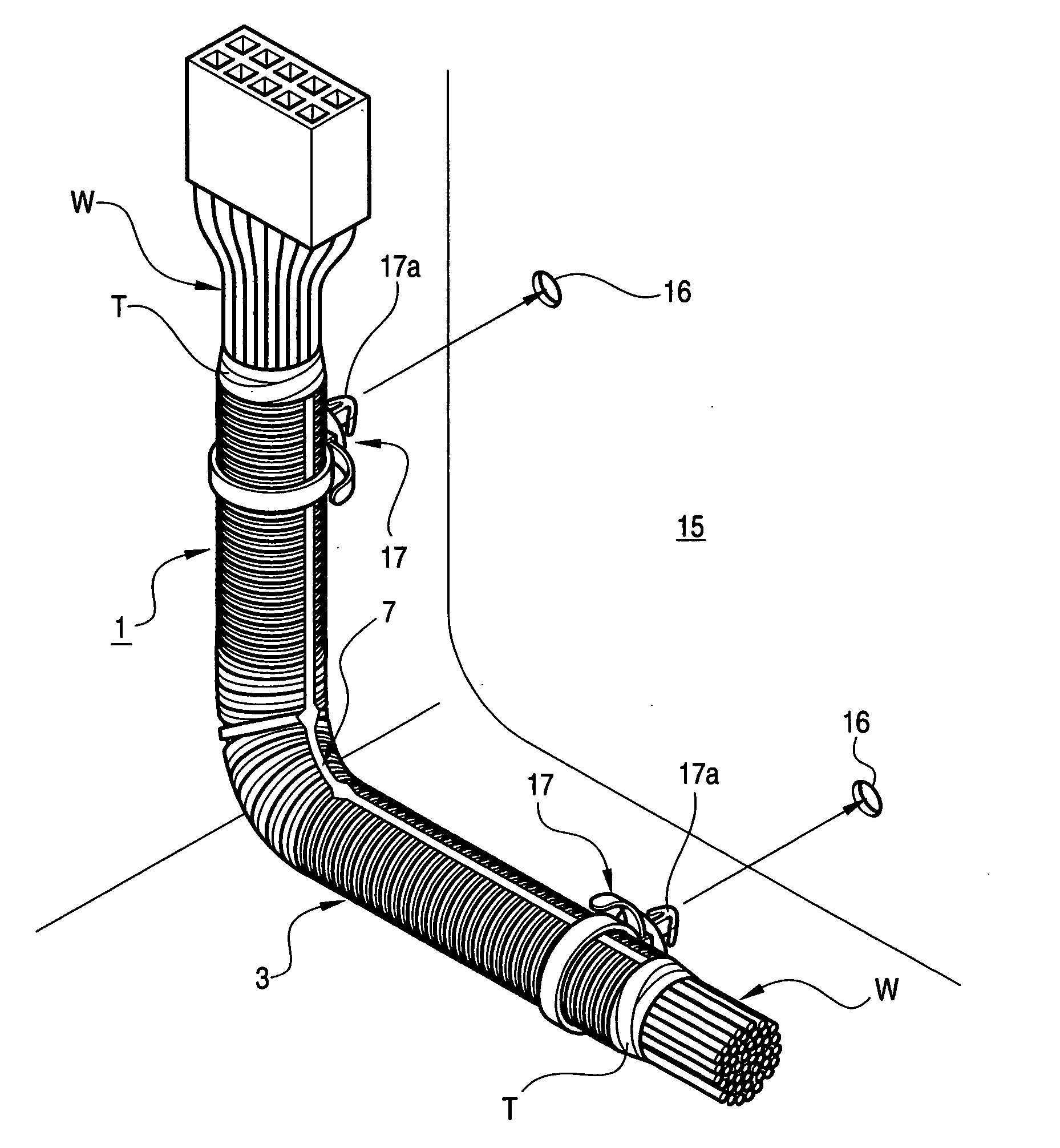 Corrugated tube-mounting structure