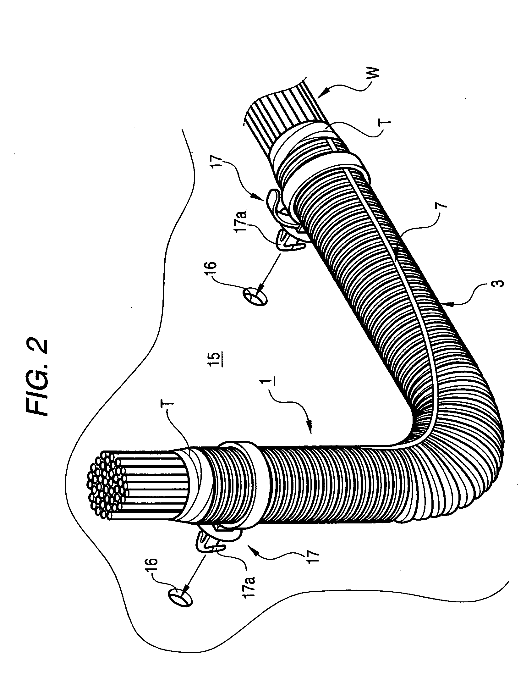 Corrugated tube-mounting structure