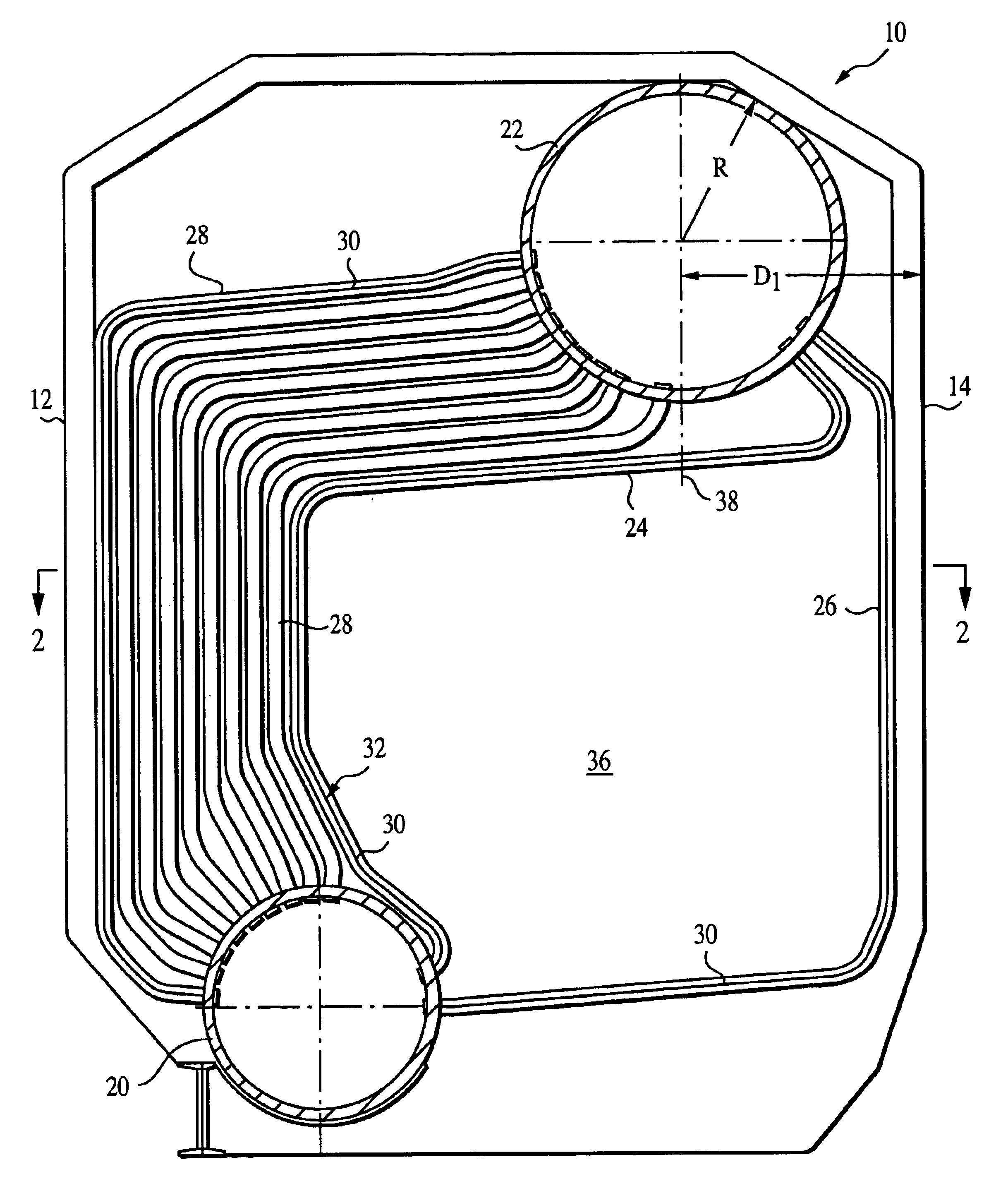 Package water tuble boiler having two offset drums