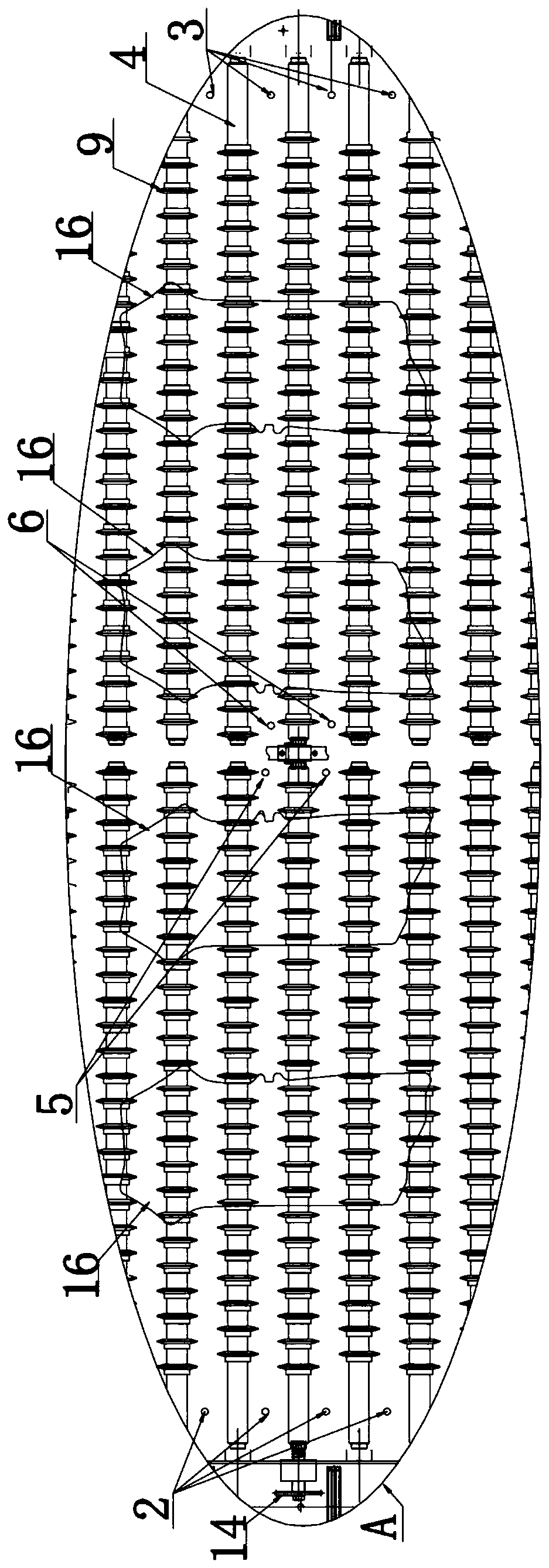 Hot-forming line discharging table double-centering system