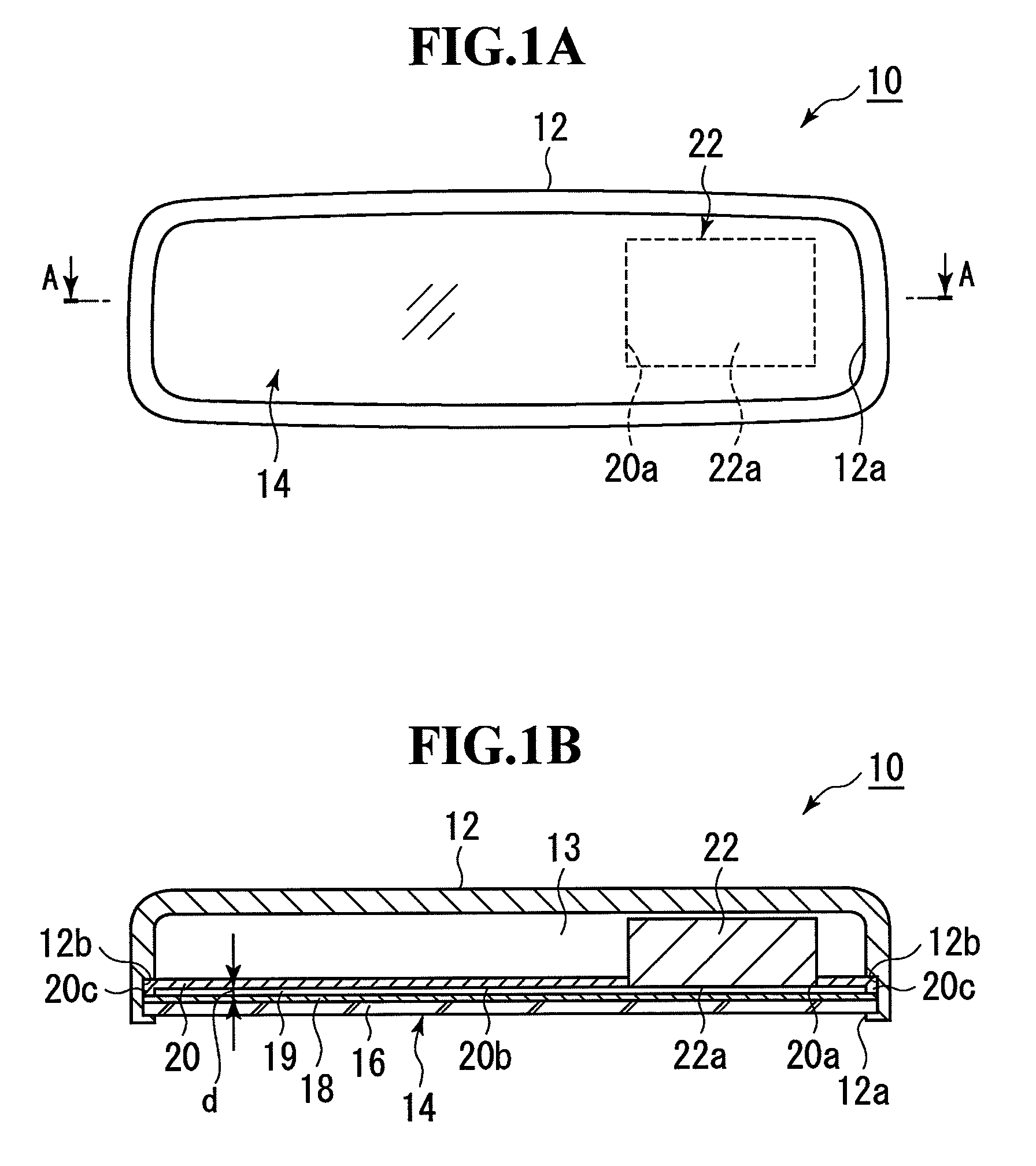 Light-emitting display device-equipped rear-view mirror