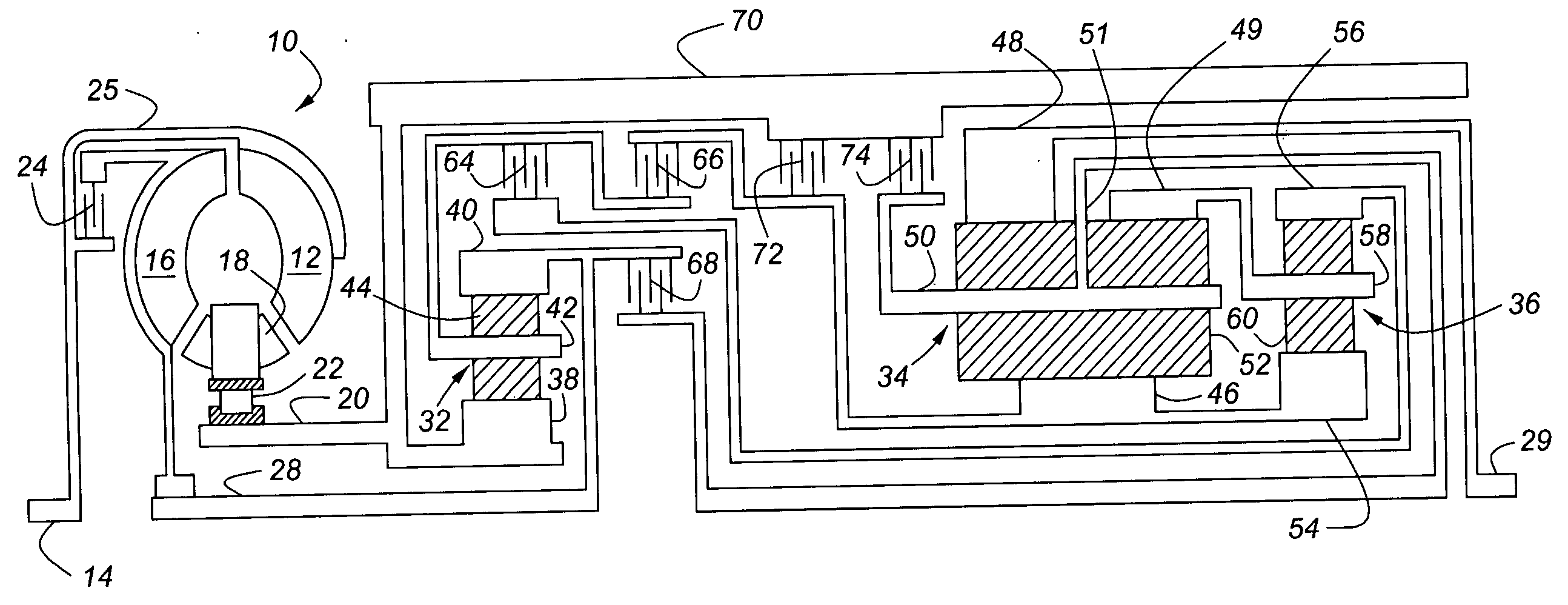 Multiple-speed automatic transmission having a two-speed input and a Simpson gearset