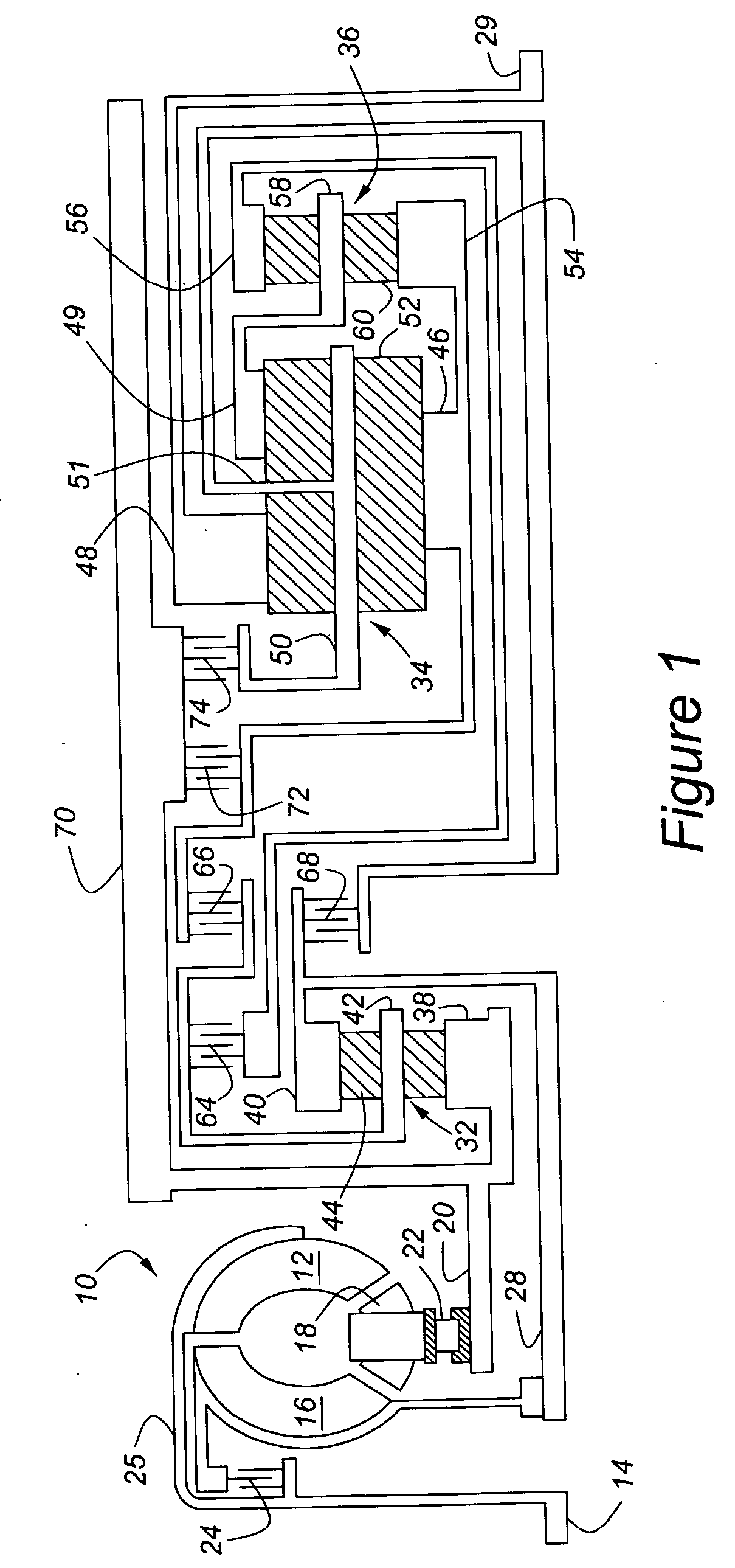 Multiple-speed automatic transmission having a two-speed input and a Simpson gearset