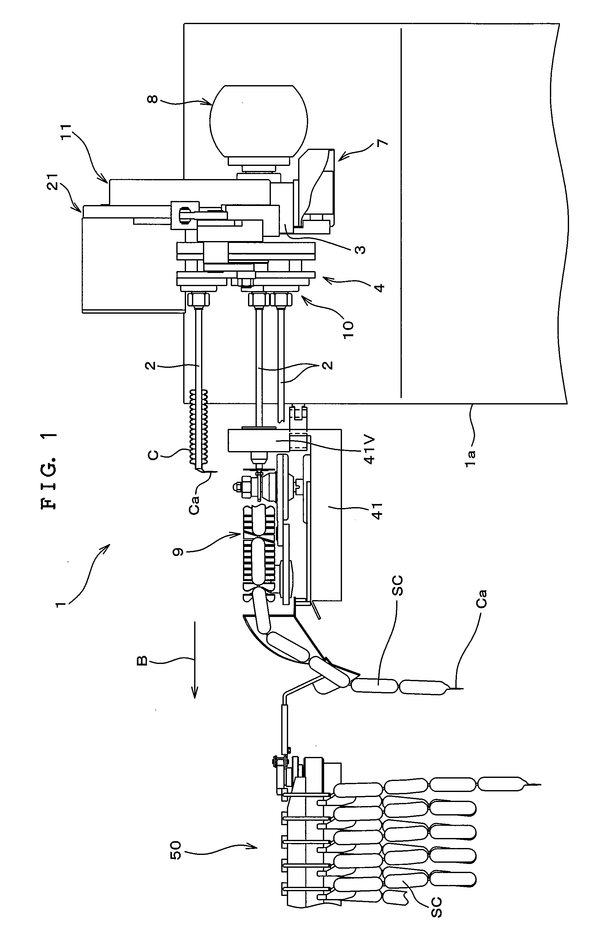 Apparatus and method for setting a casing to a nozzle feeding food-material of sausage or the like into the casing