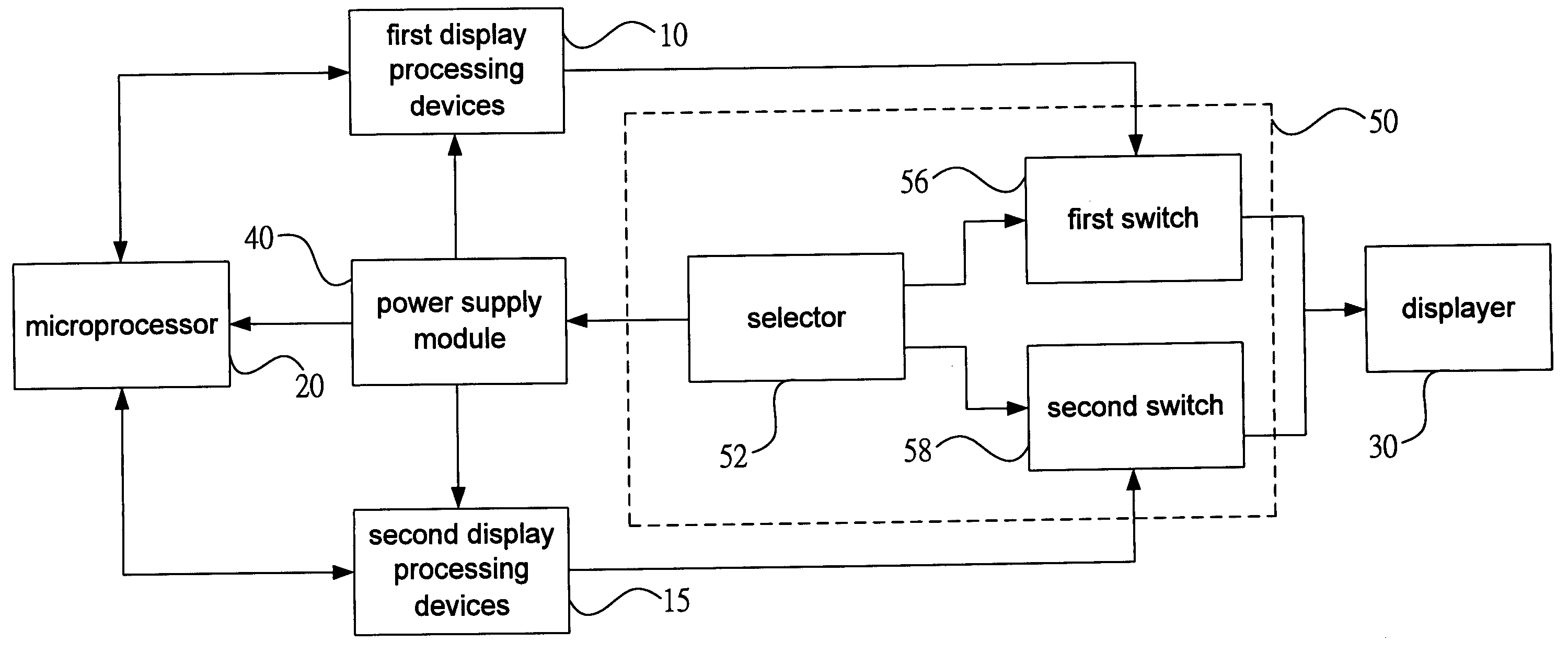 Display processing switching construct utilized in information device