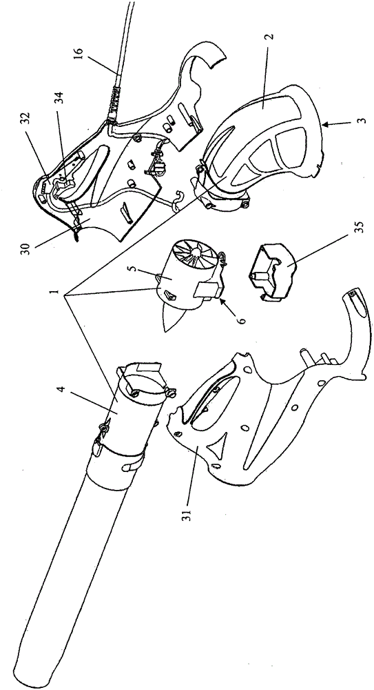 Self-contained portable electric blower with adjustable air discharge speed