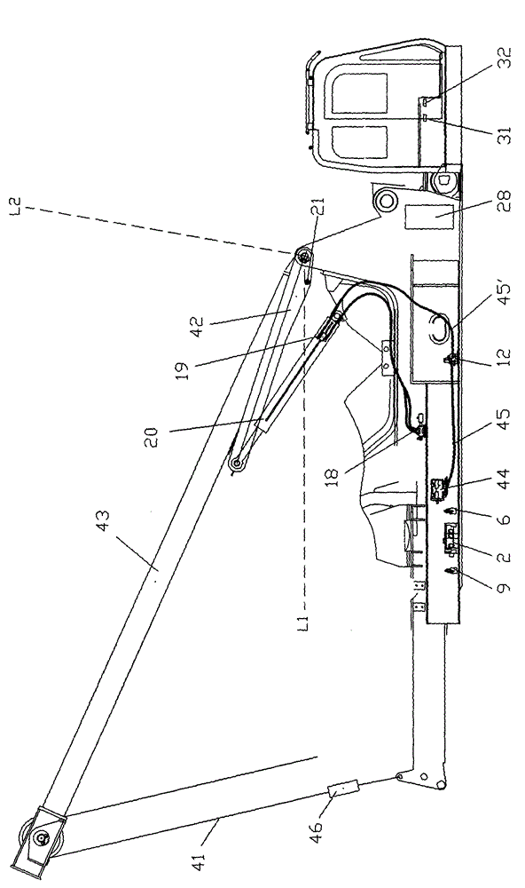 Hydraulic system for automatically controlling mast retraction of crawler crane