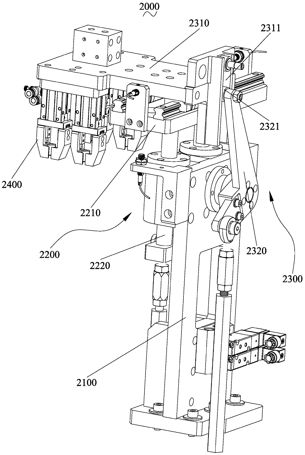 A device for welding the tabs at the bottom of the cell and the steel case