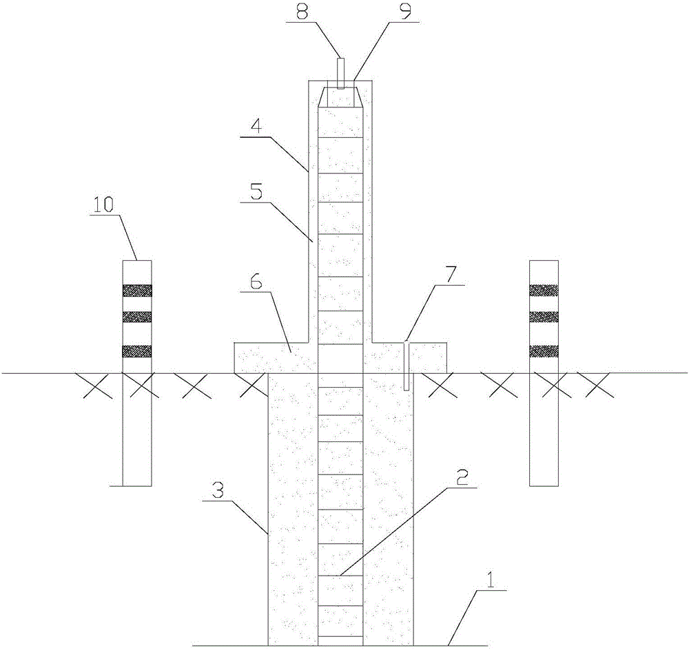 Production method of forced centering observation mark stake for precision engineering measurement