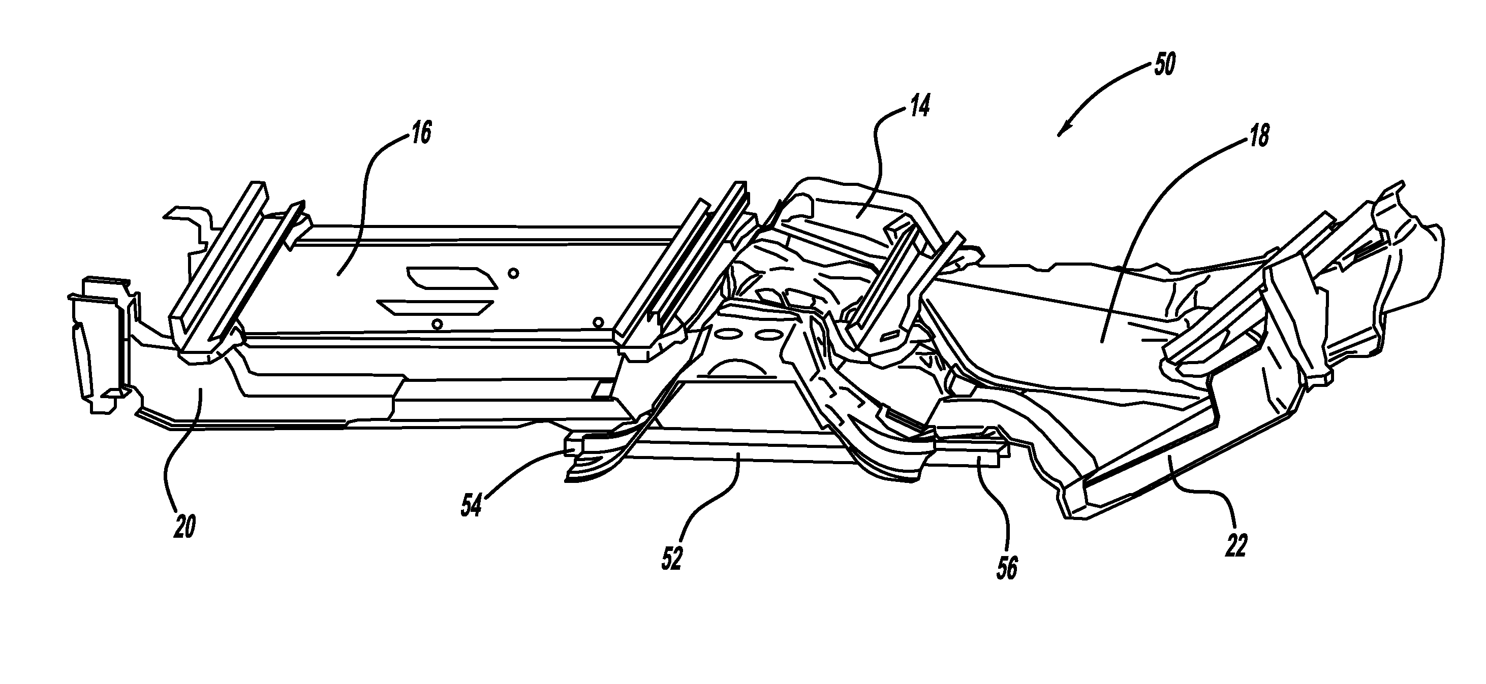 Releasable tunnel brace for a vehicle