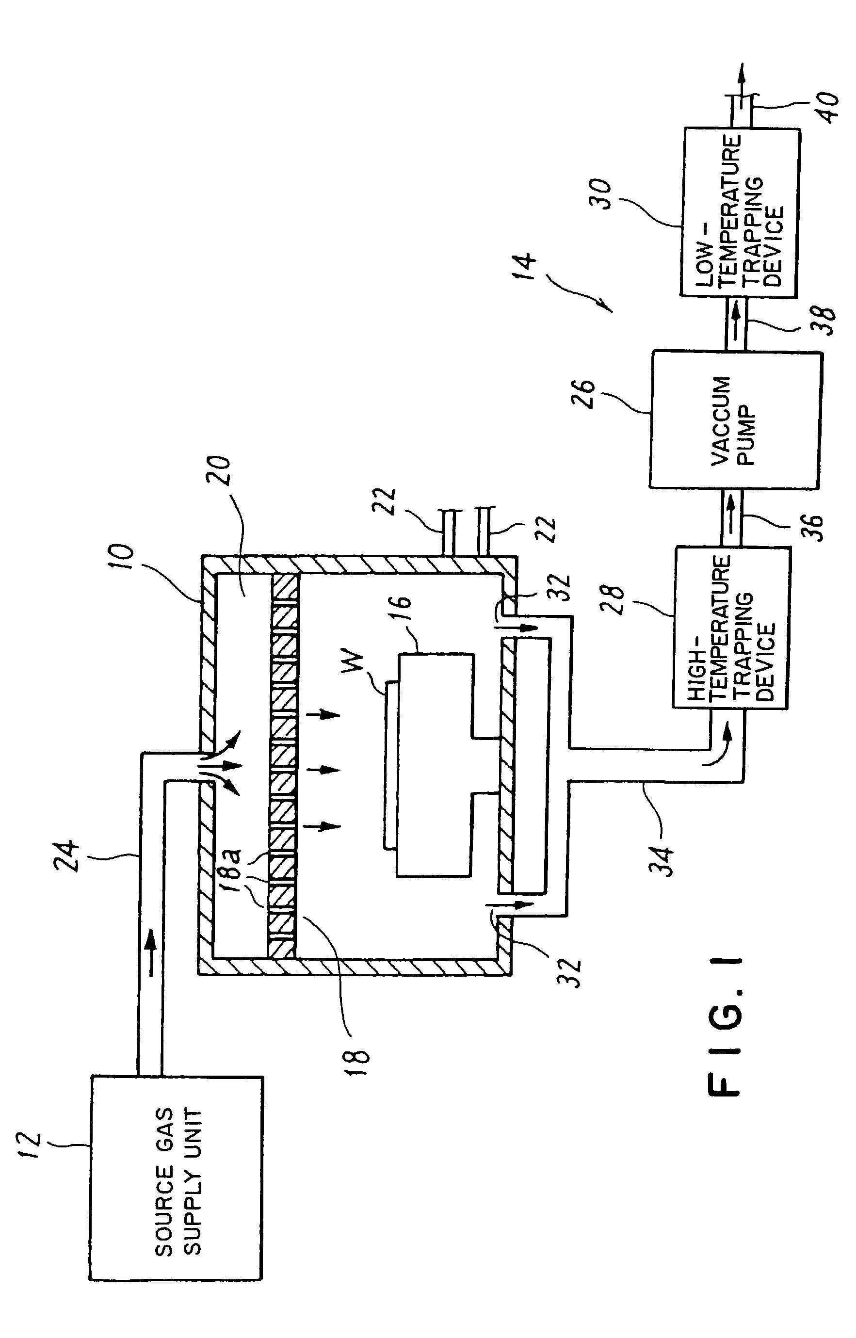 Processing system, evacuating system for processing system, low-pressure CVD system, and evacuating system and trapping device for low-pressure CVD system