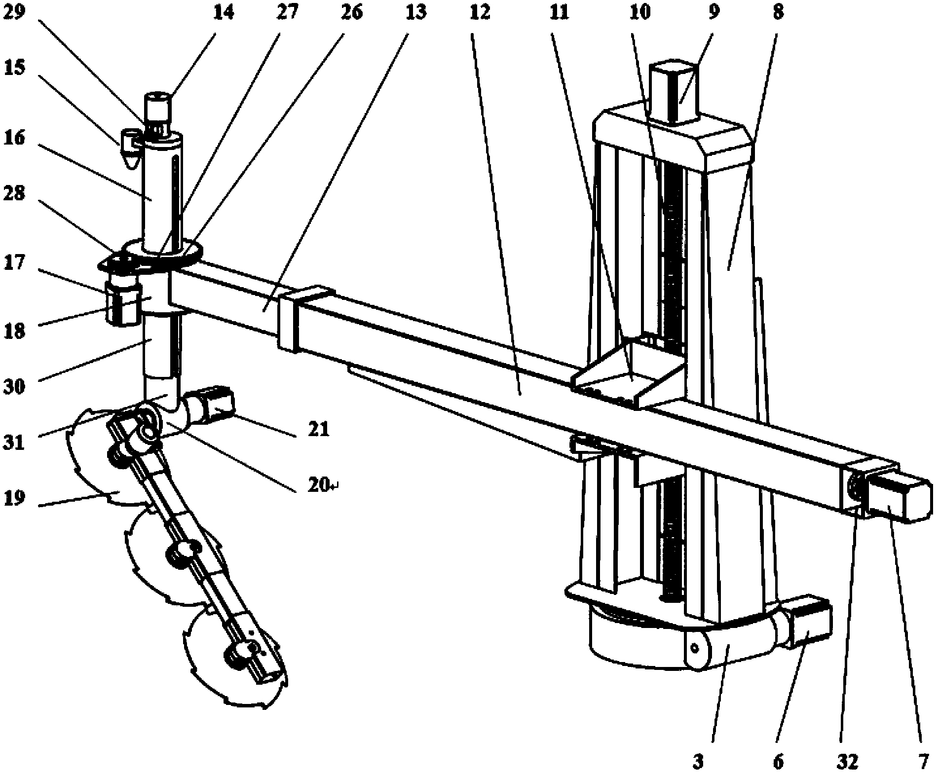 Five-degree of freedom green fence pruning machine