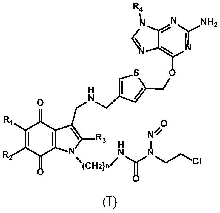 tumor-targeted anti-drug  <sup>6</sup> -Thienylguanine-indolequinone-chloroethylnitrosourea combined molecule and preparation method thereof