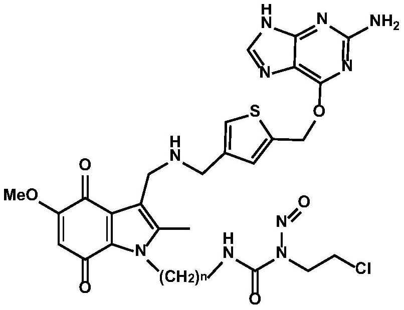 tumor-targeted anti-drug  <sup>6</sup> -Thienylguanine-indolequinone-chloroethylnitrosourea combined molecule and preparation method thereof