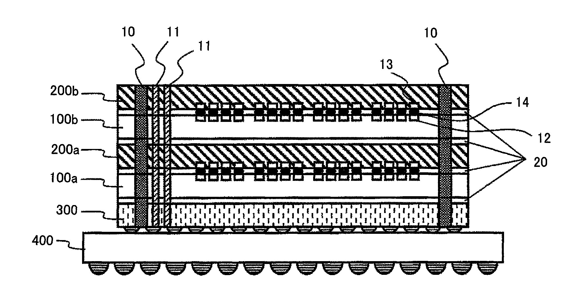 Semiconductor device with stacked memory and processor LSIs