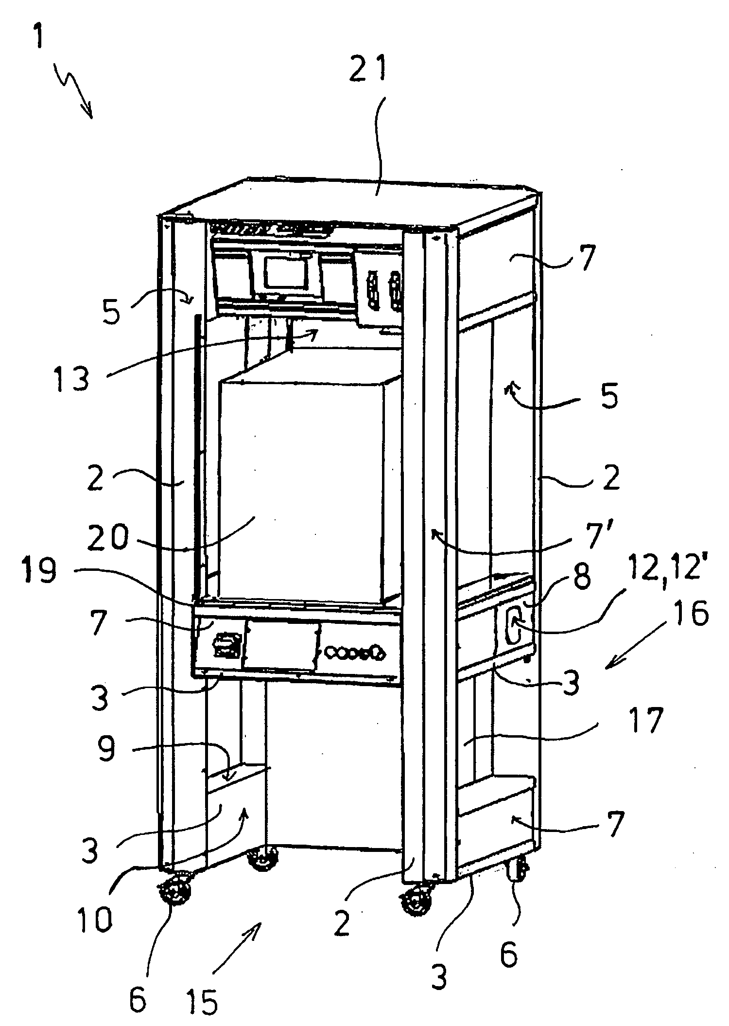 Rack for a test cell