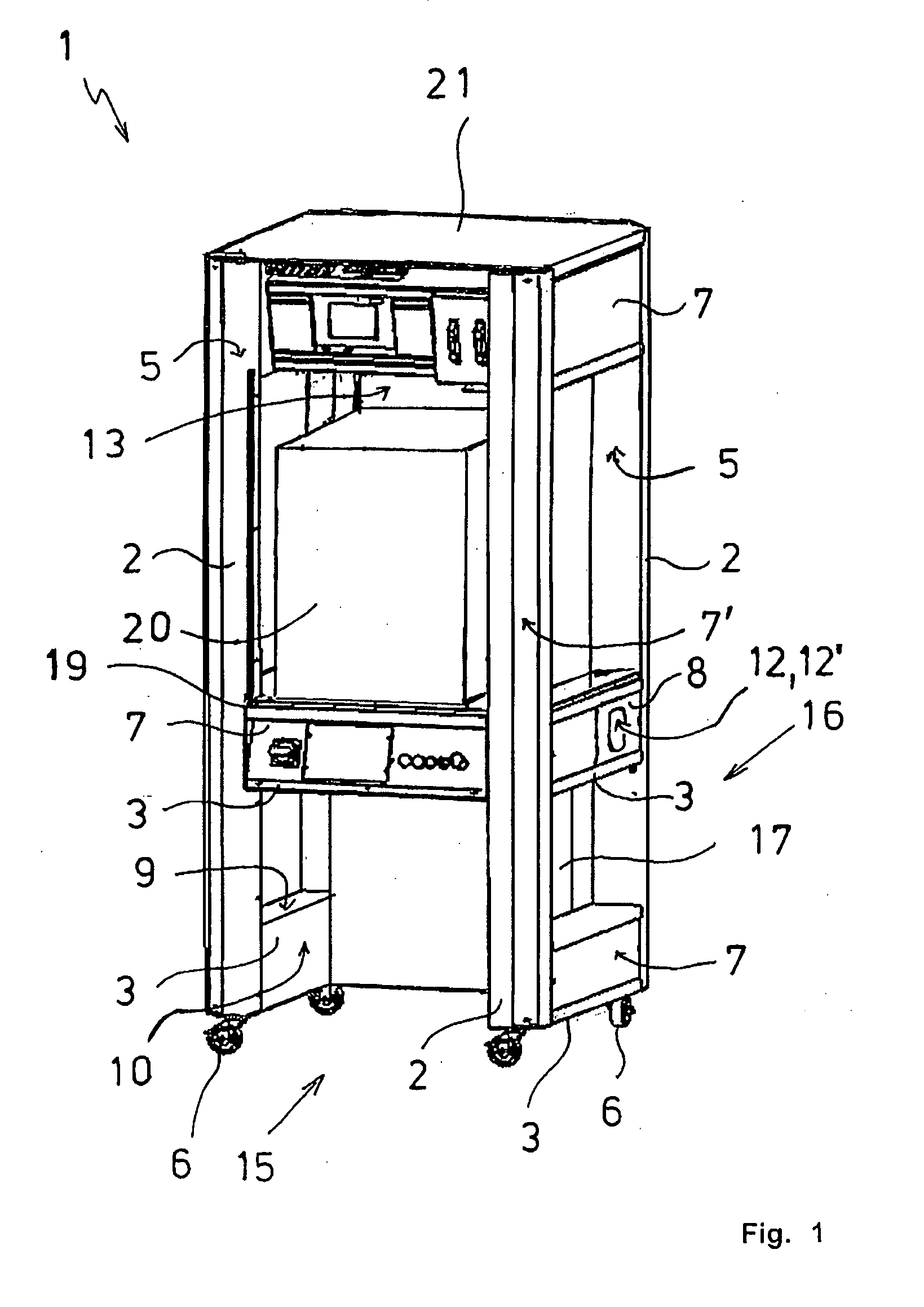 Rack for a test cell