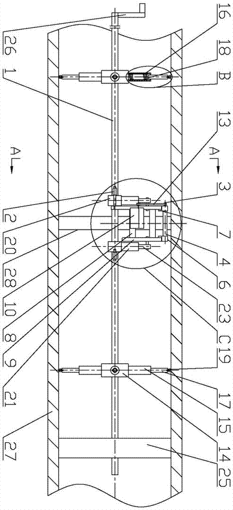 Cutting device of annular protruding flanging at welding line inside polyethylene pipe