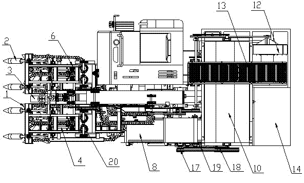 Two-ridge four-row whole-feeding peanut combine harvester