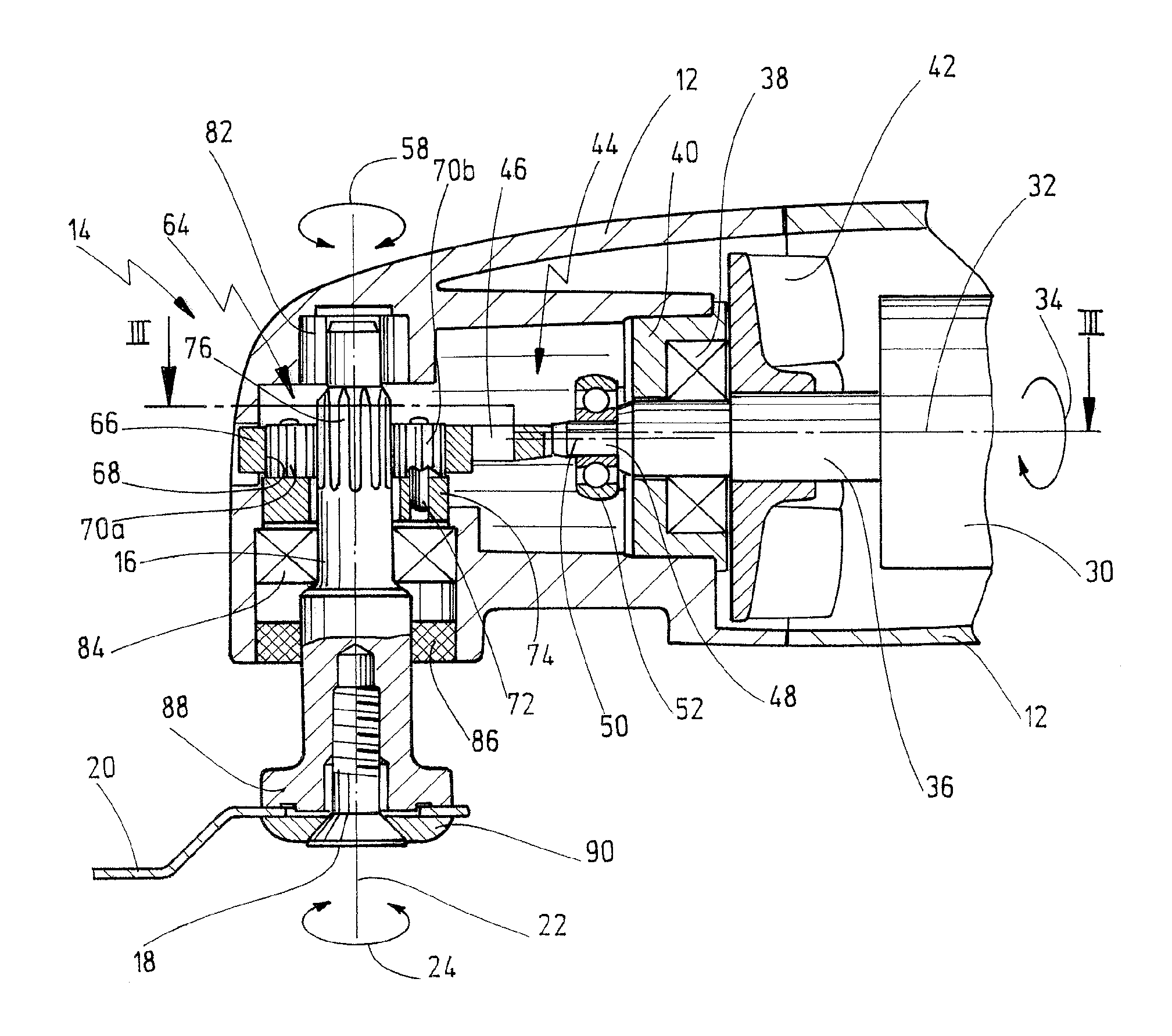 Portable oscillatory power tool with planetary gear