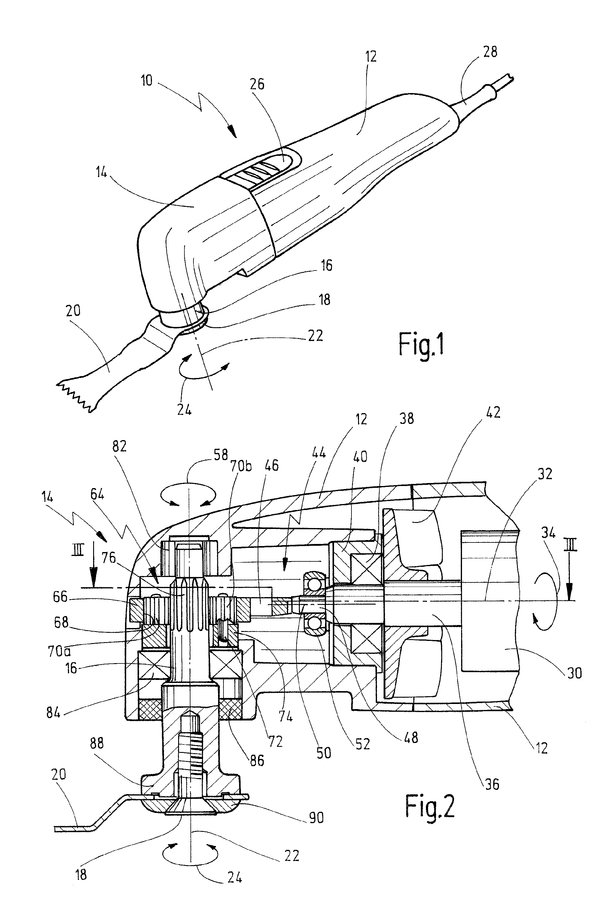 Portable oscillatory power tool with planetary gear