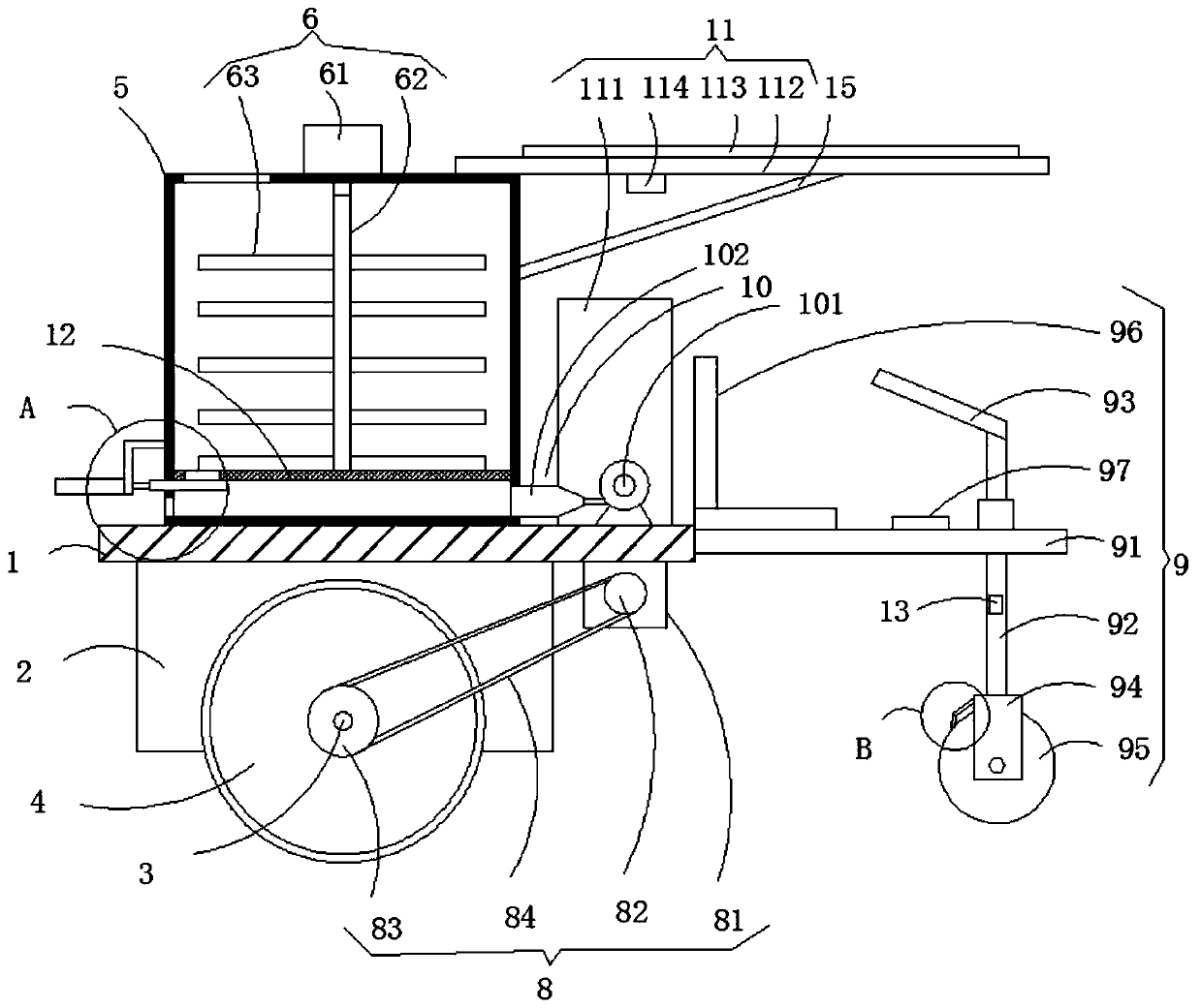 Intermittent discharging-type chemical fertilizer spreading device