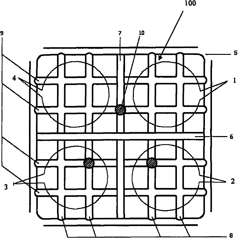 Steel row type wind measurement tower base and wind measurement tower structure