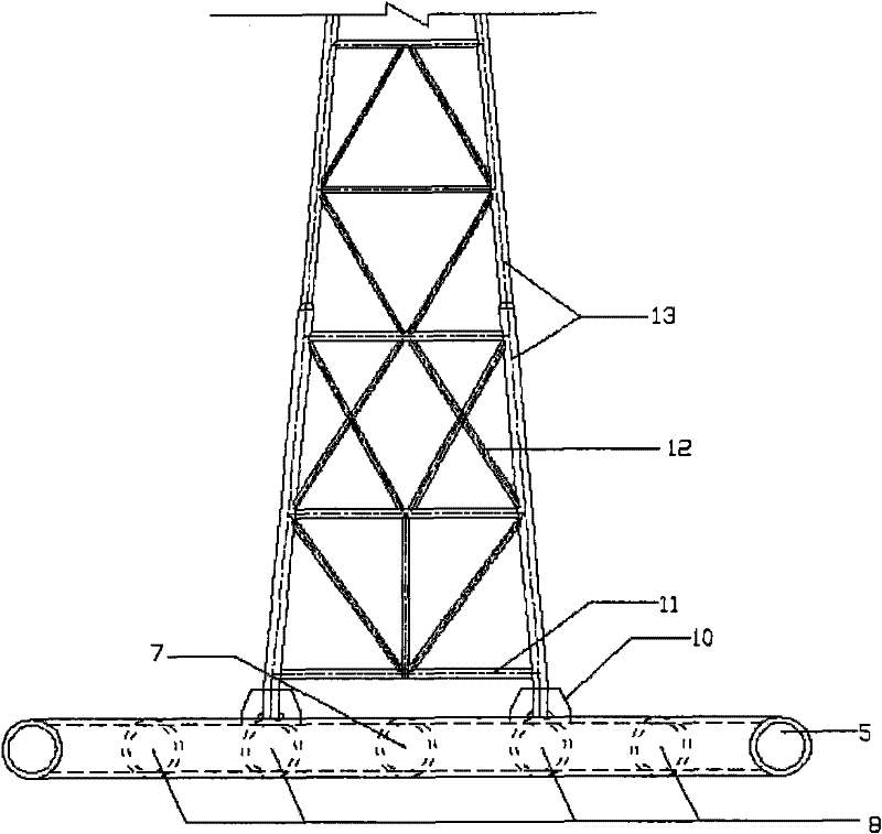 Steel row type wind measurement tower base and wind measurement tower structure