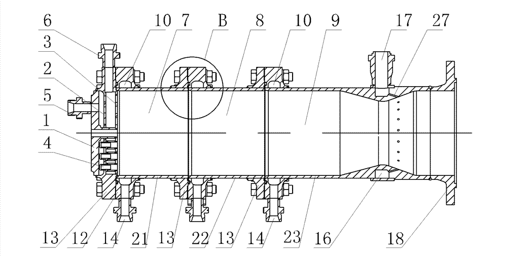 Large-flow liquid oxygen alcohol water vapor generator