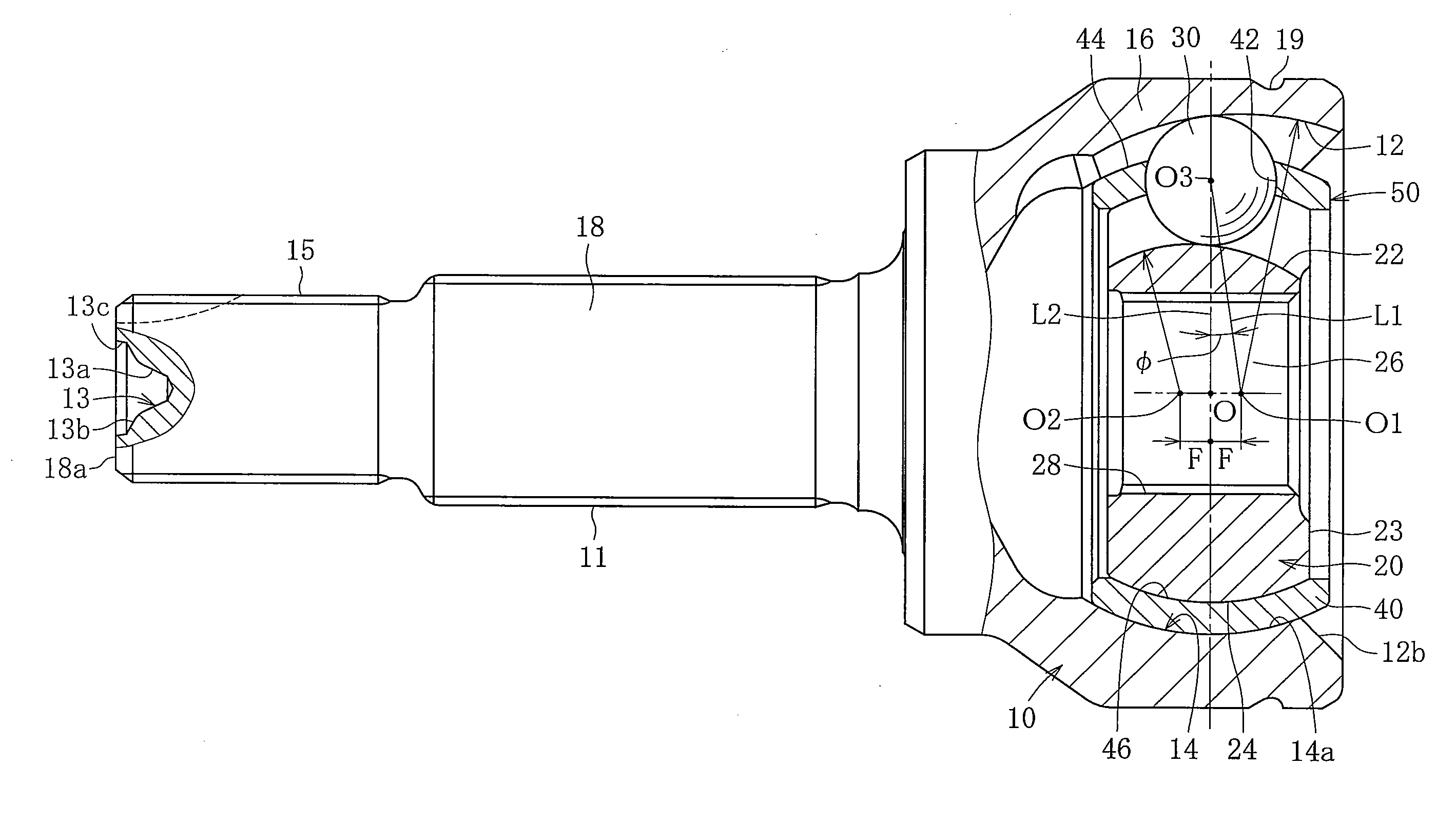 Outer joint member for fixed constant velocity universal joint