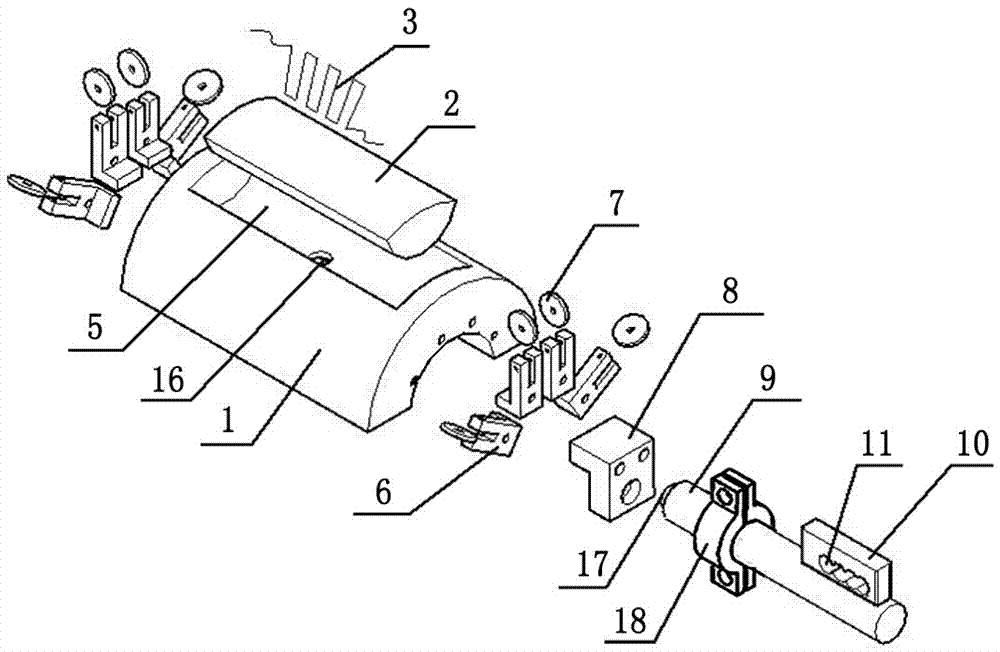 Longitudinal wave mode electromagnetic ultrasonic pipeline internal inspection spiral guided-wave transducer