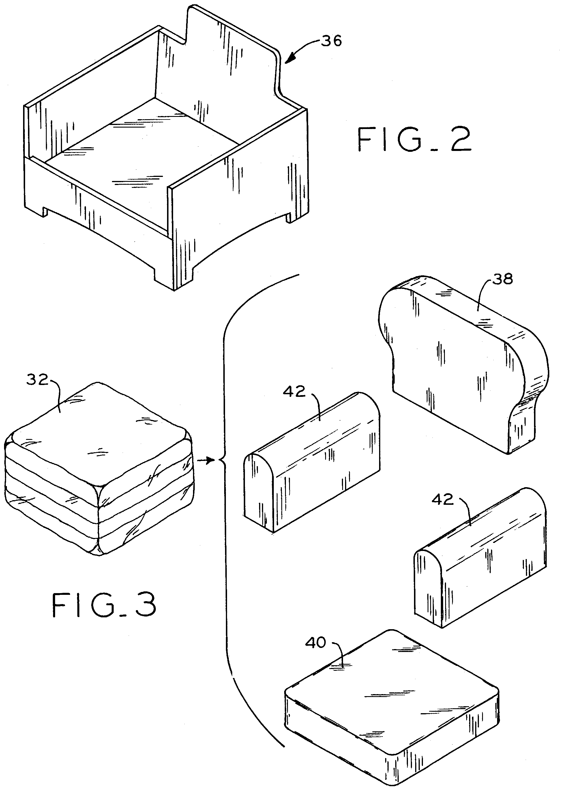 Fully upholstered, ready-to-assemble article of furniture