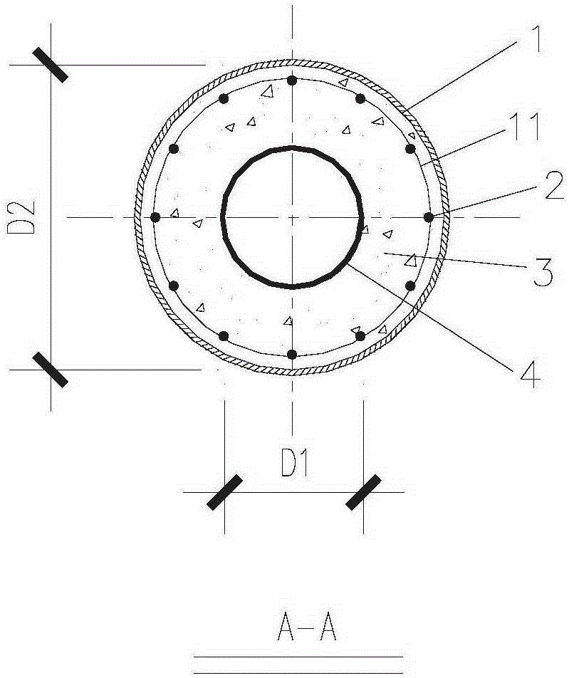 PVC pipe and thick wall steel tube composite hollow recycled concrete pile