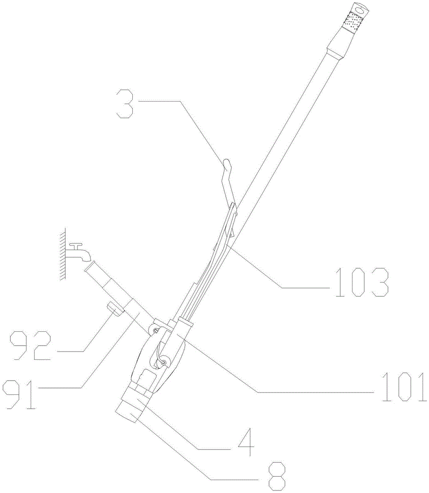 A water-saving mop based on the principle of medium flow and pressure and its use method