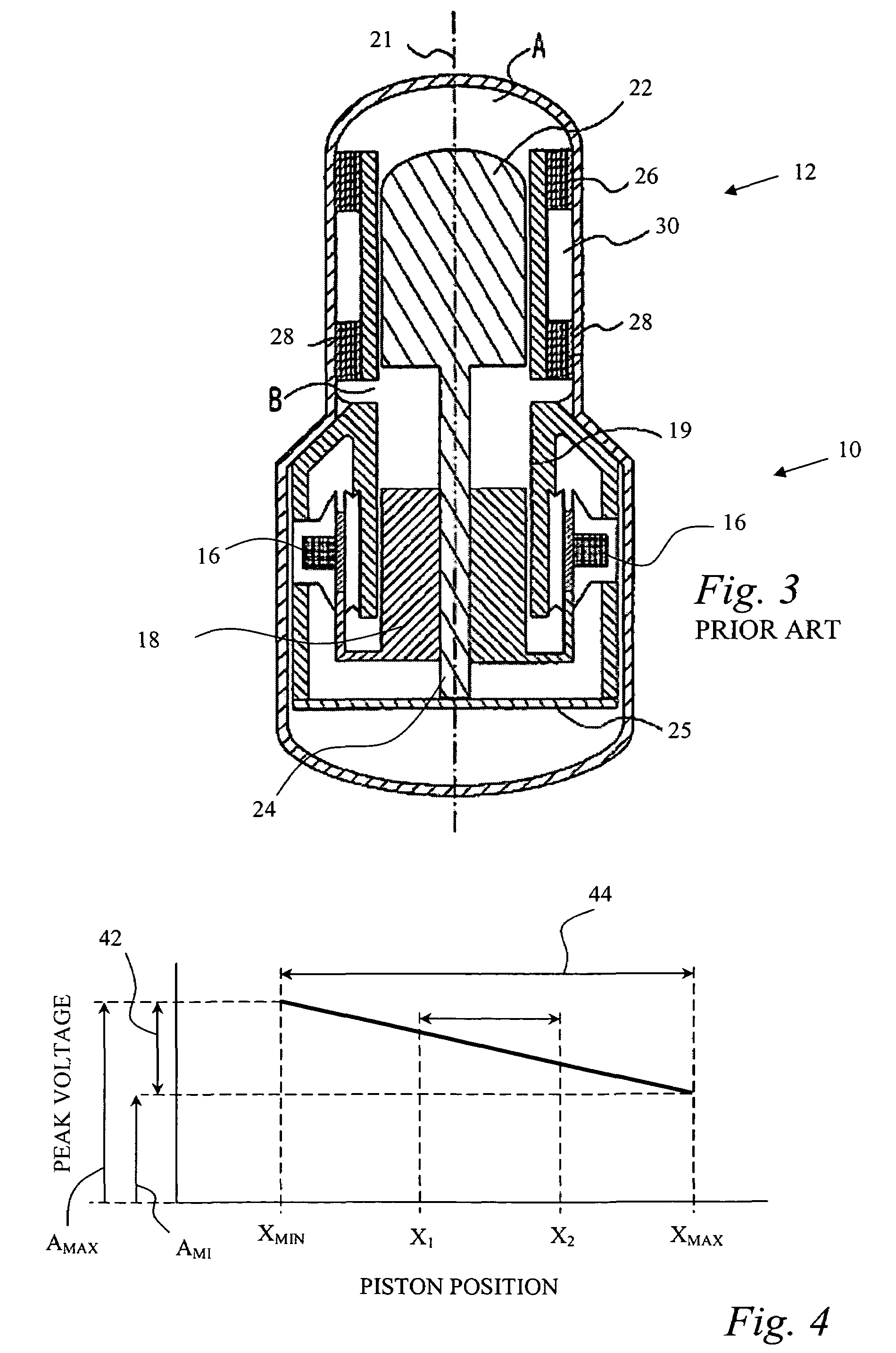 Detection of the instantaneous position of a linearly reciprocating member using high frequency injection