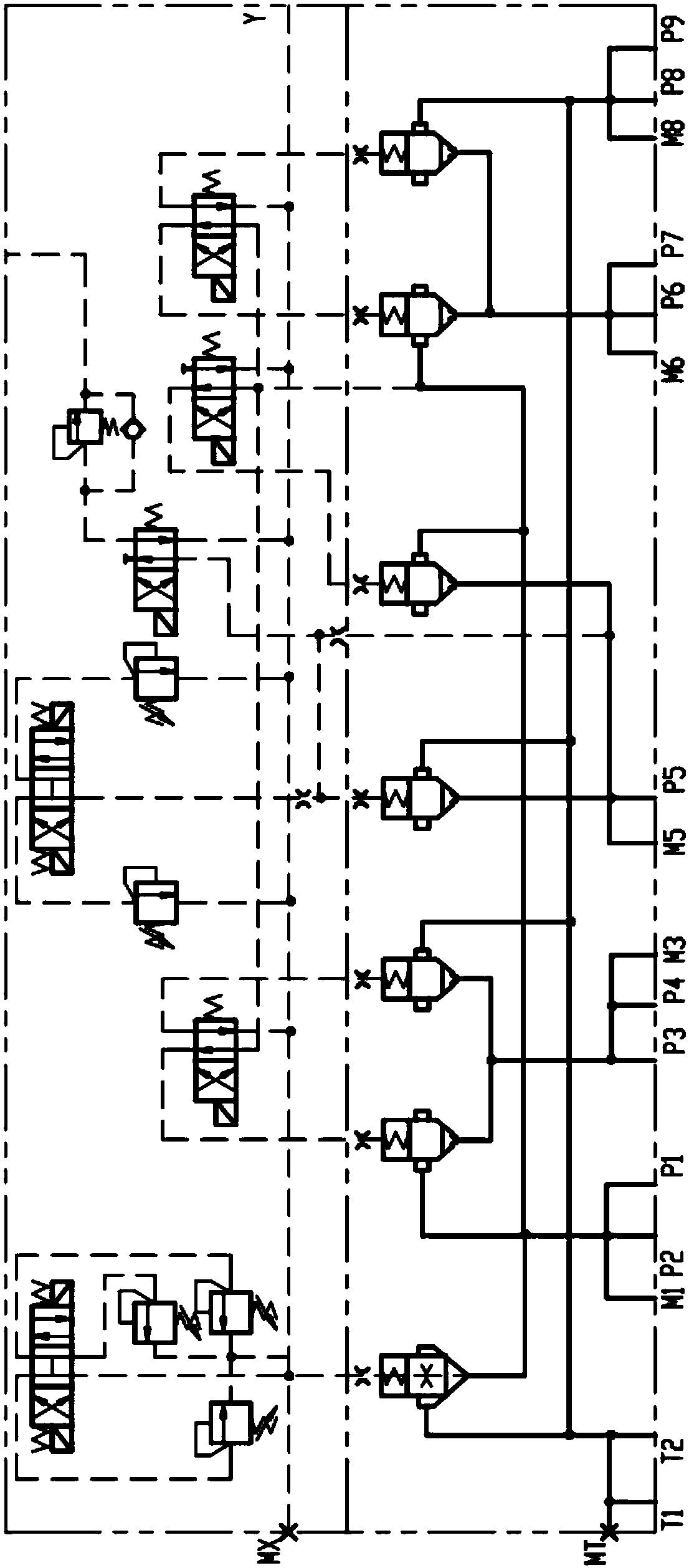 Main valve and hydraulic control system thereof