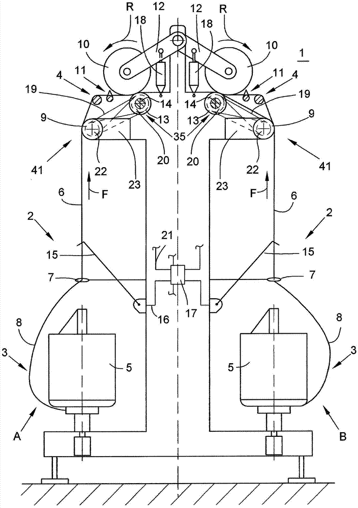 Textile machine with a large number of work positions